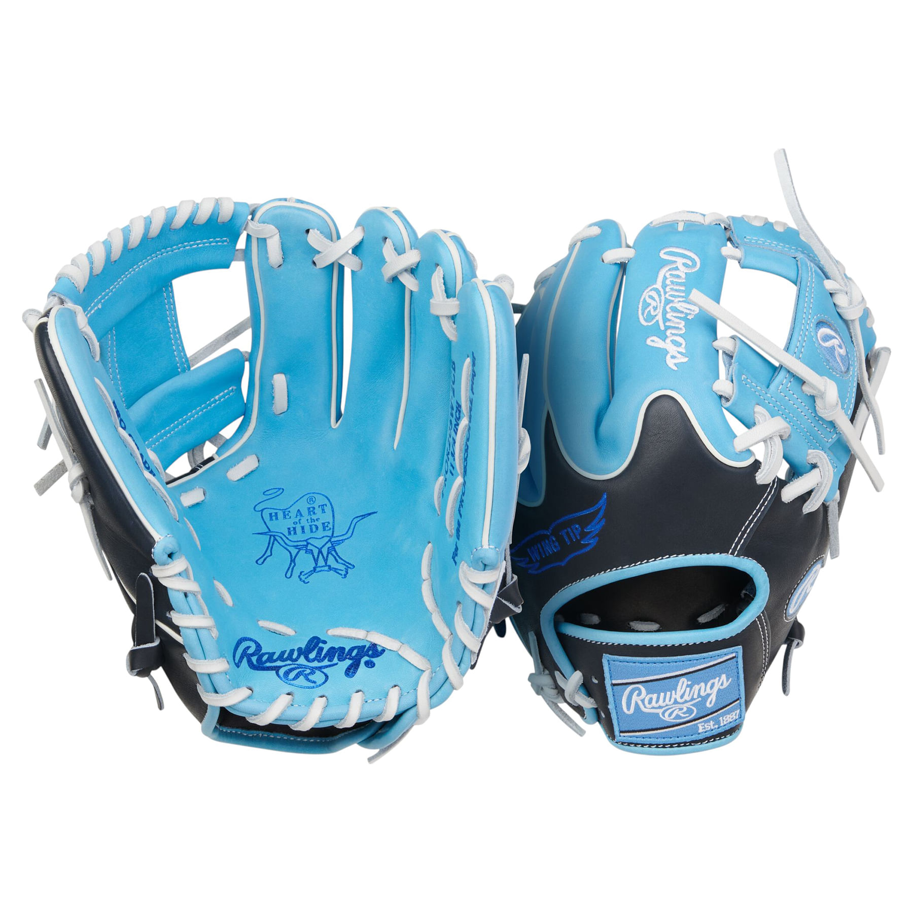 Rawlings-Heart-of-The-Hide-Wing-Tip-11.75--Infield-Baseball-Glove--Columbia-Blue---Black
