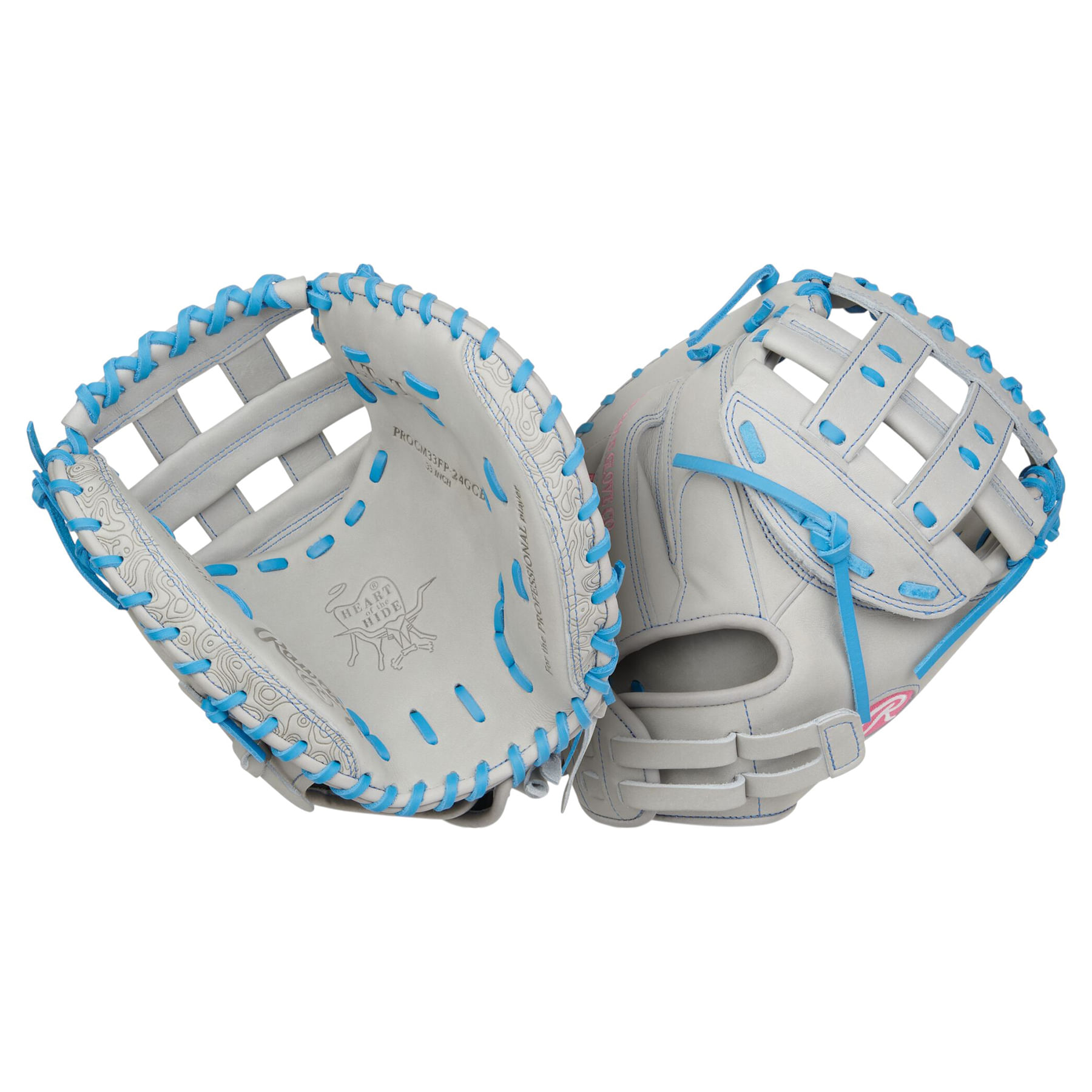 Rawlings-Heart-of-The-Hide-33--Fastpitch-Softball-Catcher-Mitt-Gray---Columbia-Blue