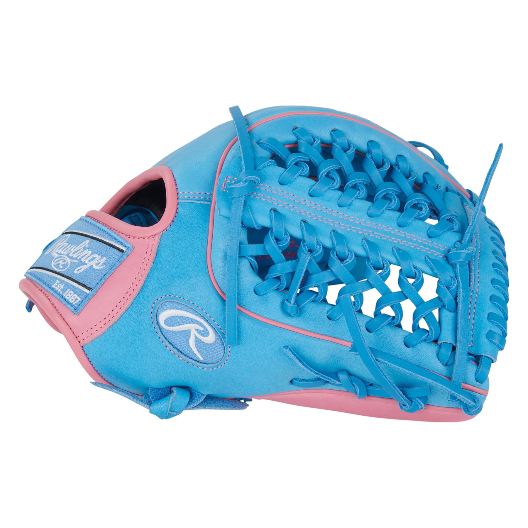 Rawlings-Heart-of-The-Hide-Modified-Trap-Eze-Web-12.75--Baseball-Glove-Columbia-Blue---Pink