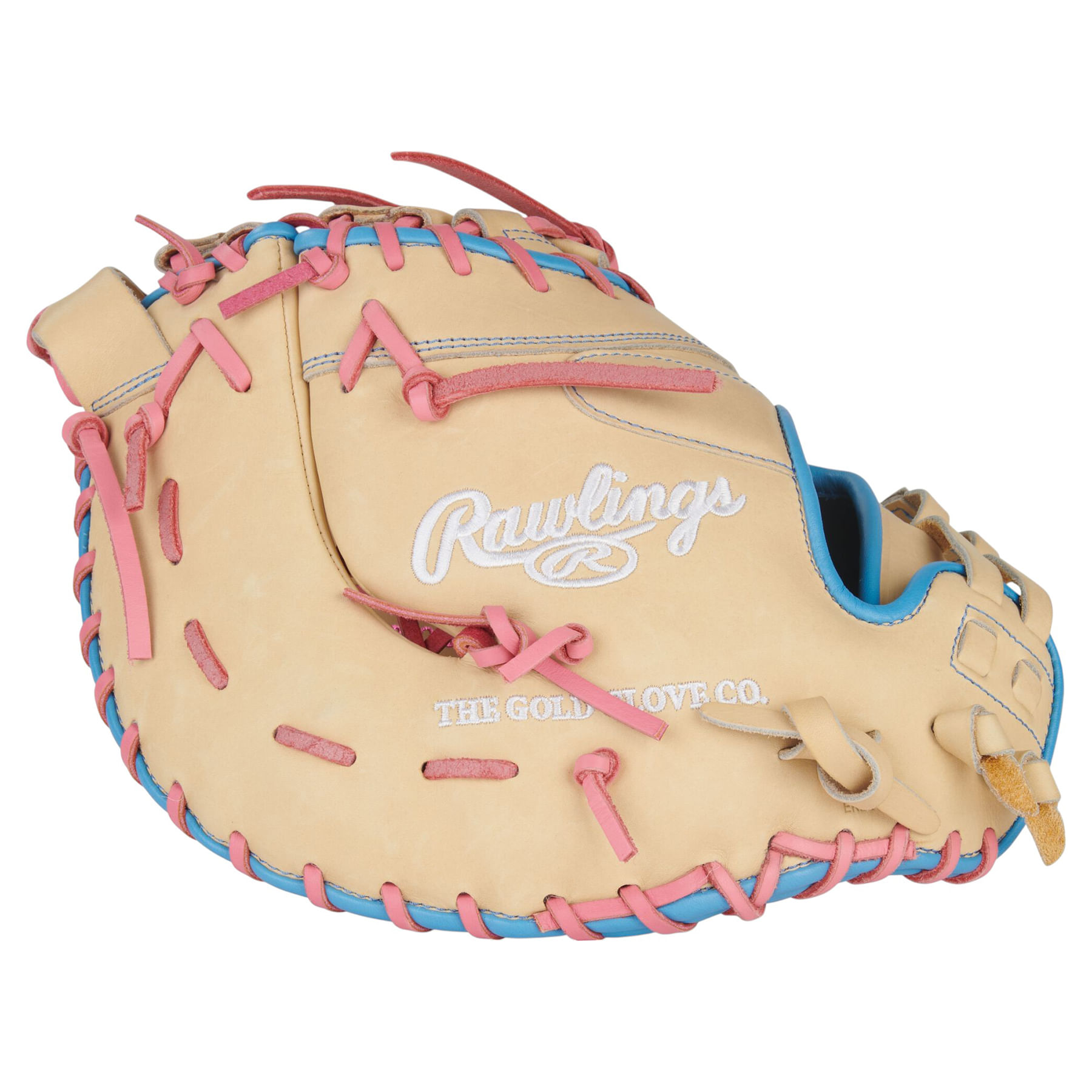 Rawlings-Heart-of-The-Hide-13--Softball-Fastpitch-First-Base-Mitt-Camel---Pink---Columbia-Blue