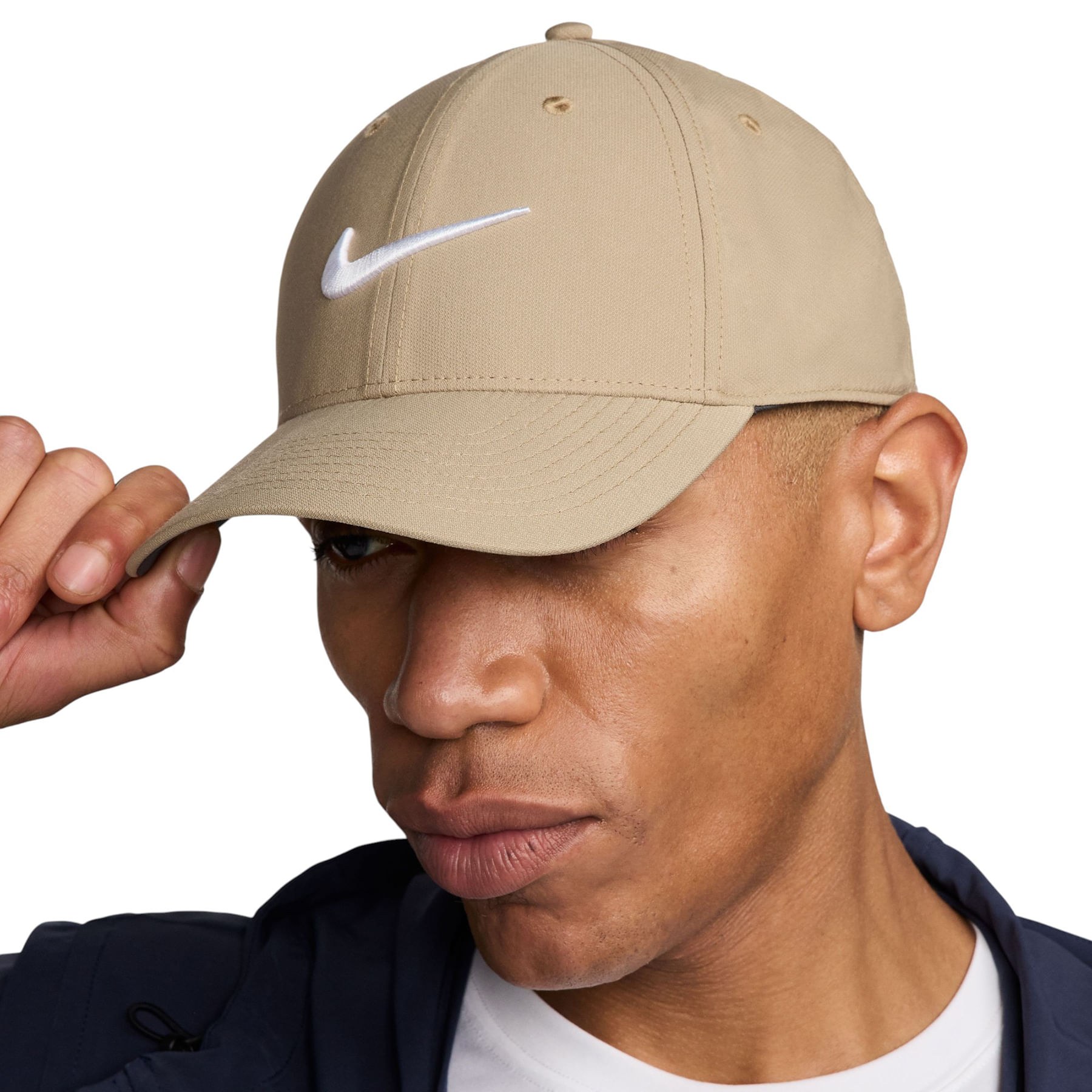 Nike-Dri-FIT-Club-Structured-Swoosh-Cap-Khaki---White