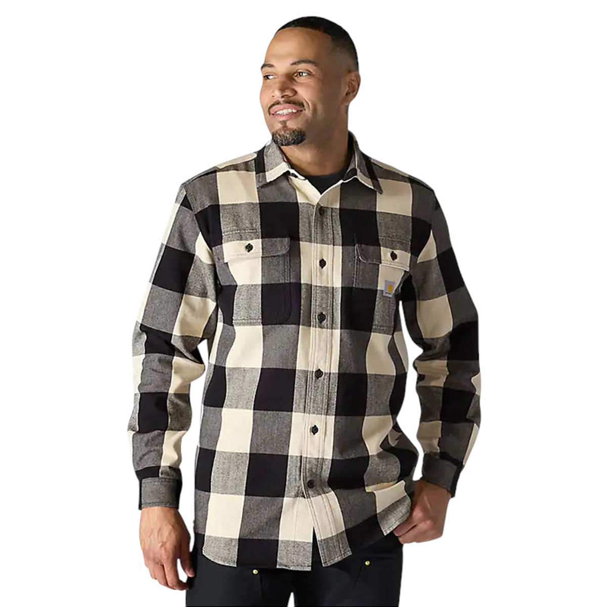 Carhartt-Loose-Fit-Heavyweight-Flannel-Long-Sleeve-Plaid-Shirt---Men-s-Oat-Milk