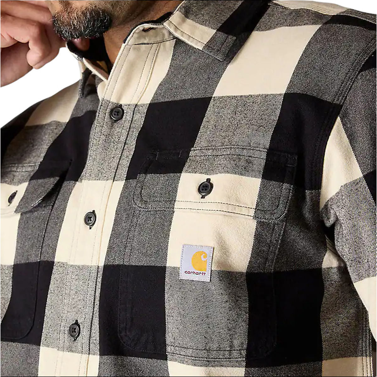 Carhartt-Loose-Fit-Heavyweight-Flannel-Long-Sleeve-Plaid-Shirt---Men-s-Oat-Milk