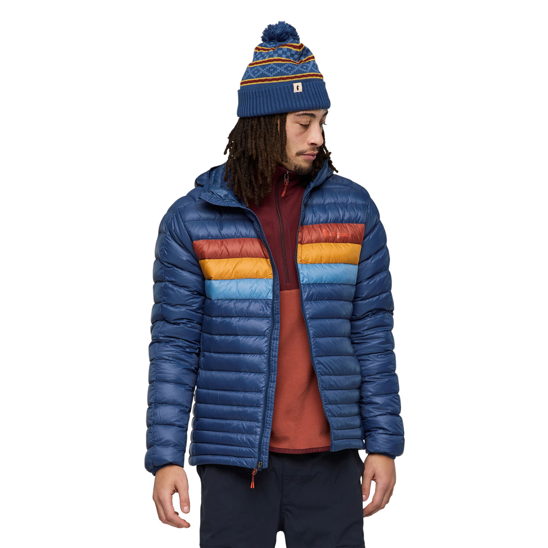 Cotopaxi-Fuego-Down-Hooded-Jacket---Men-s-Deep-Sea-Stripes