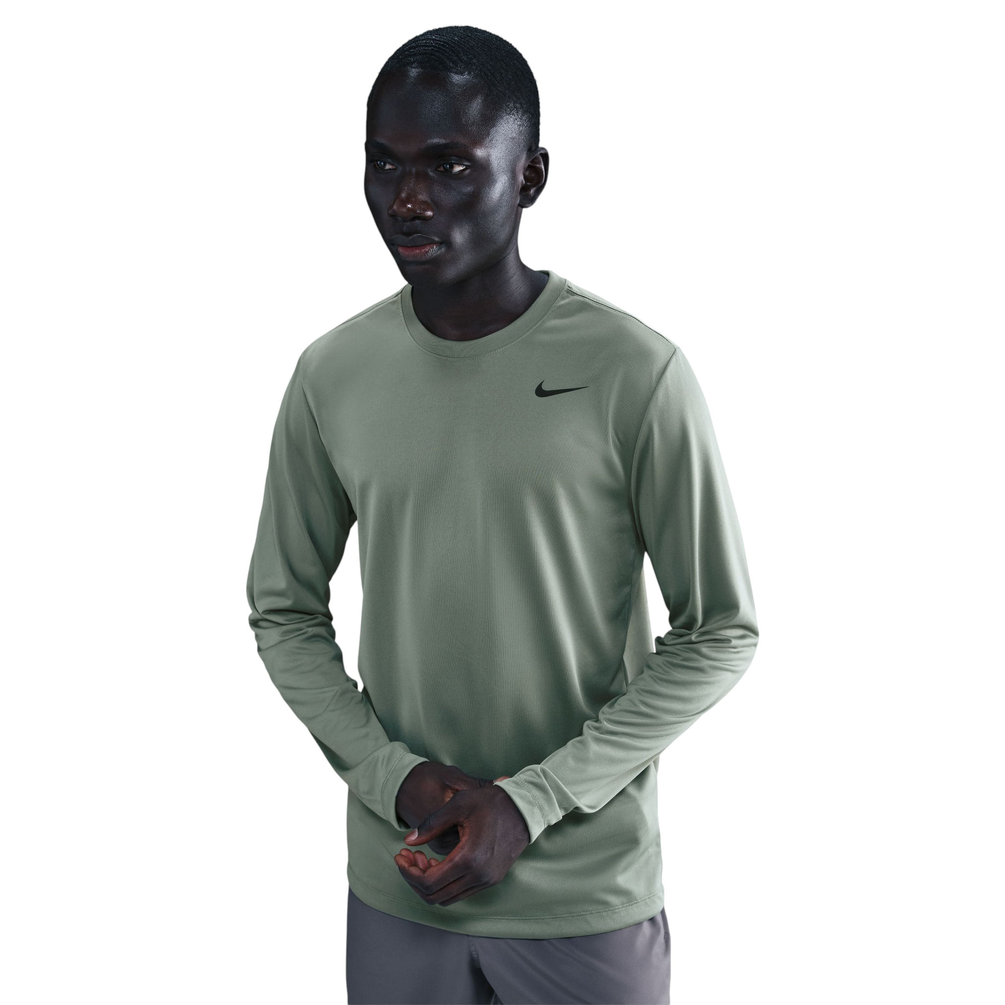 Nike-Dri-FIT-Legend-Long-Sleeve-Fitness-Top---Men-s-Clay-Green---Black