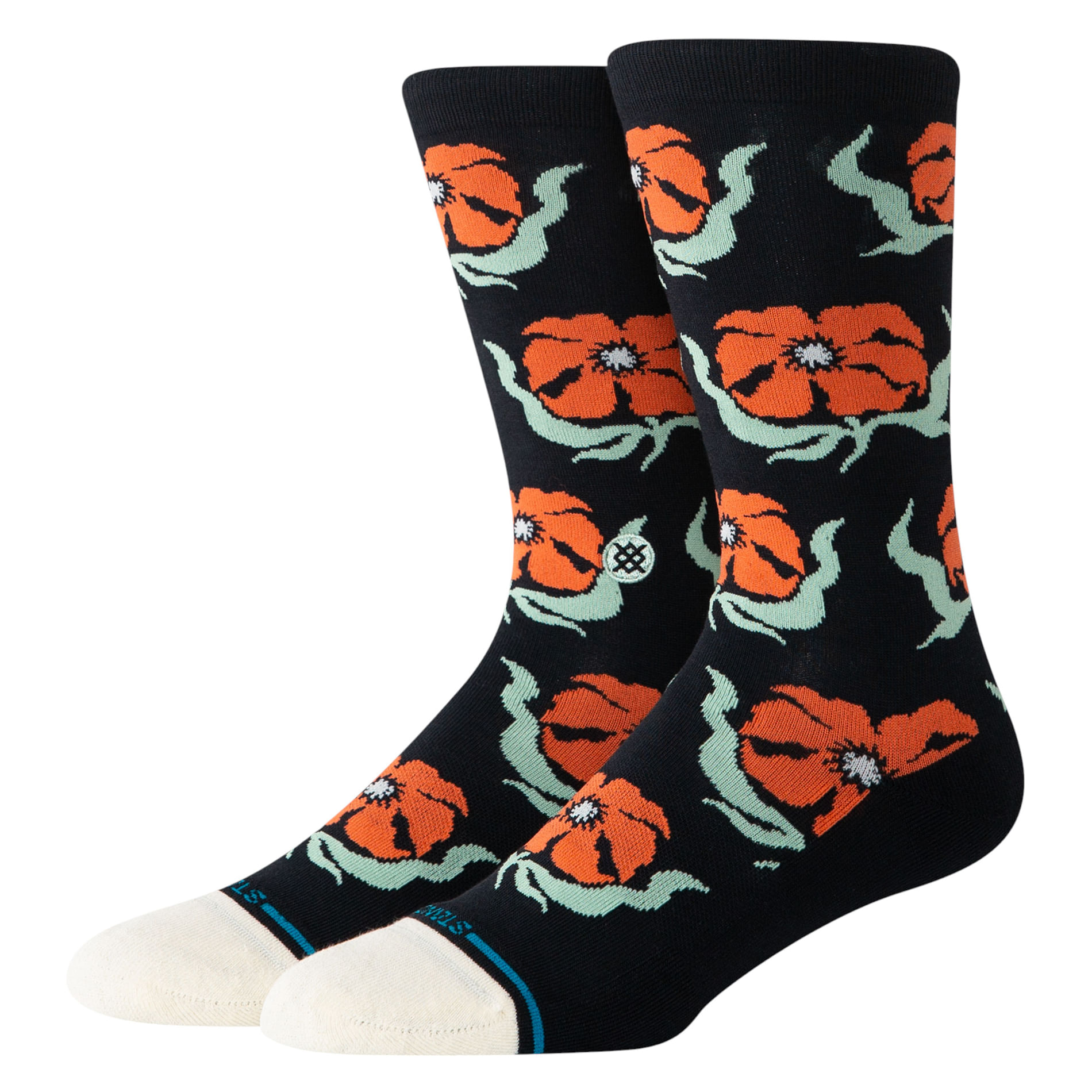 Stance-Broadcast-Floral-Crew-Sock---Men-s-Black
