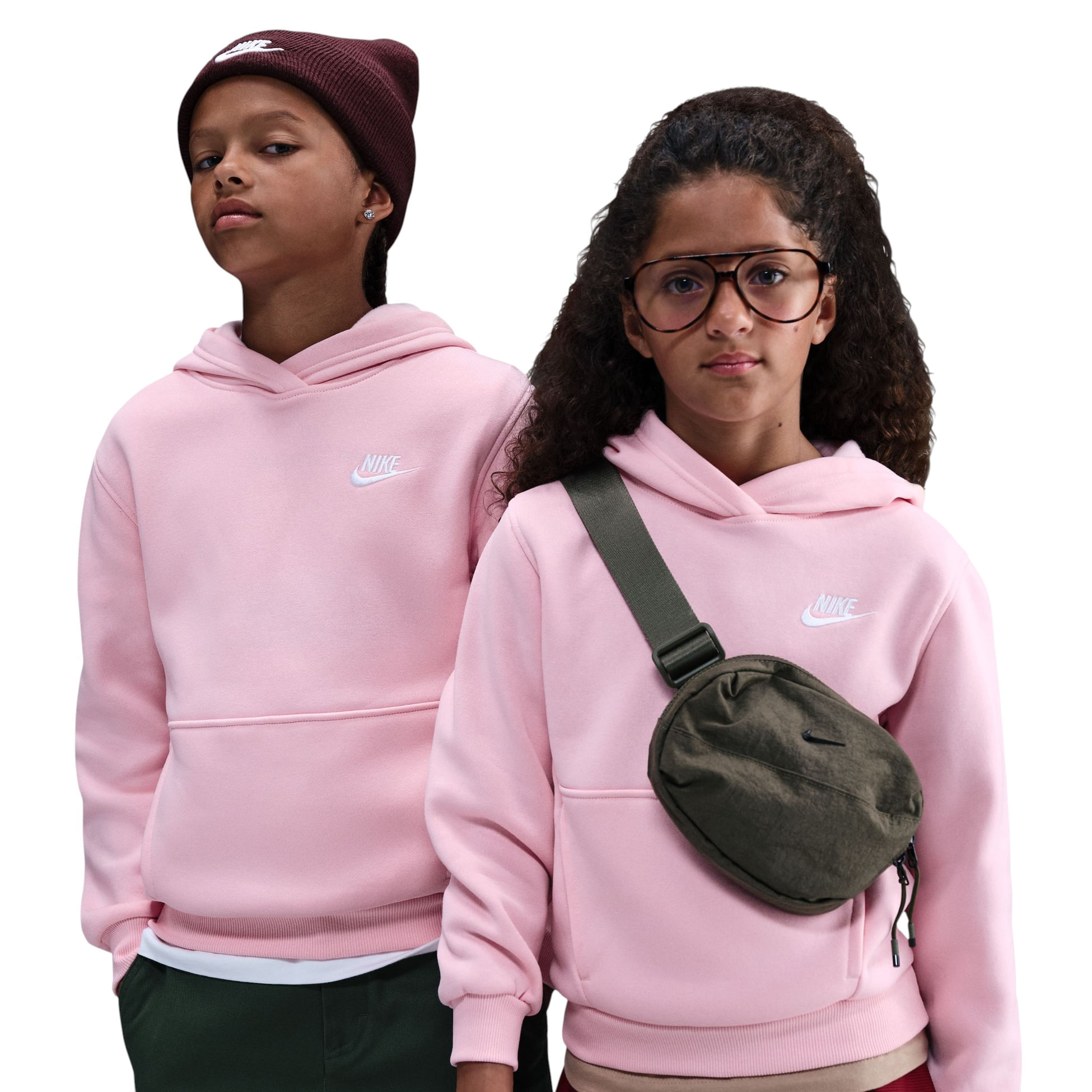 Nike-Sportswear-Club-Fleece-Pullover-Hoodie---Youth-Medium-Soft-Pink---White