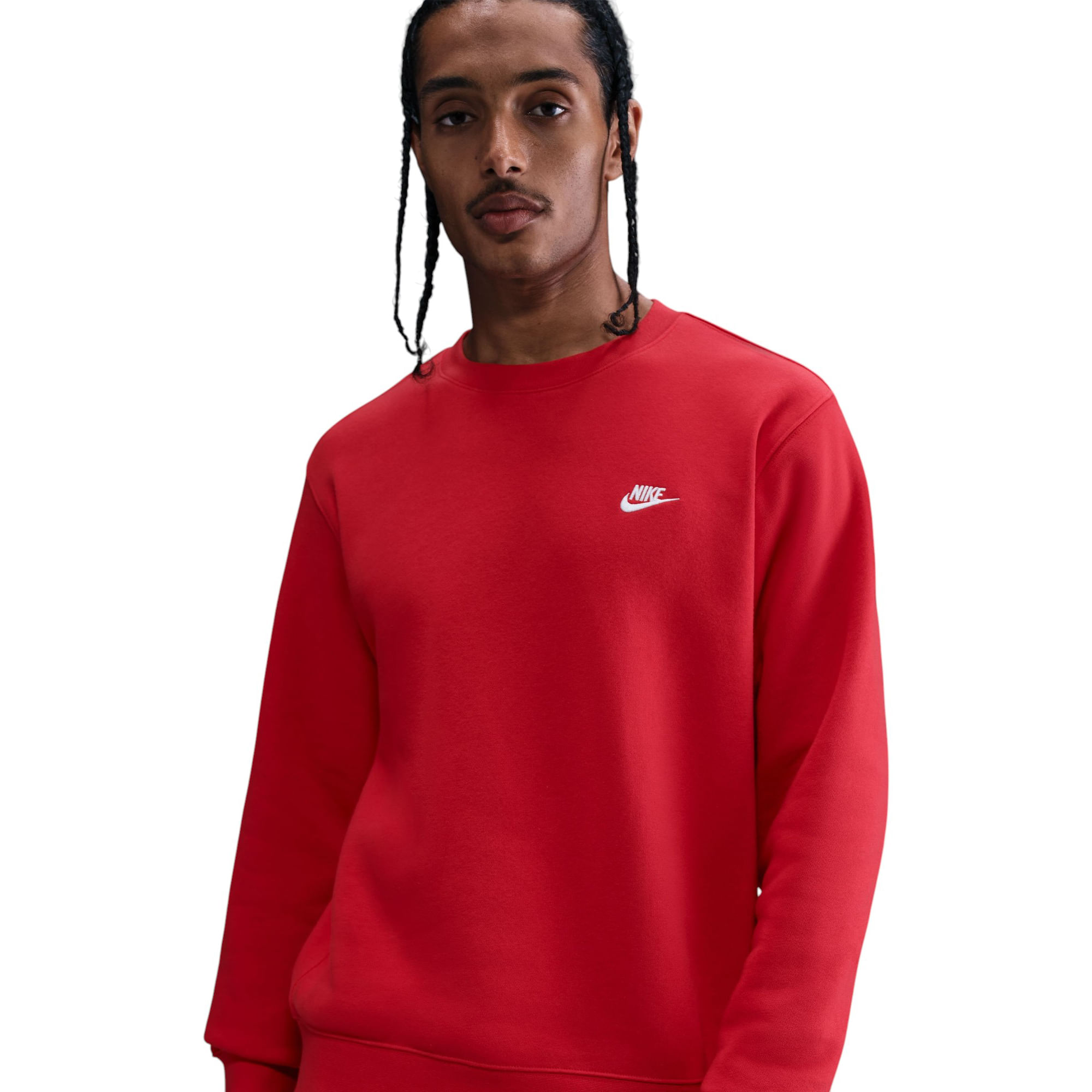 Nike-Club-Fleece-Crew---Men-s--University-Red---White