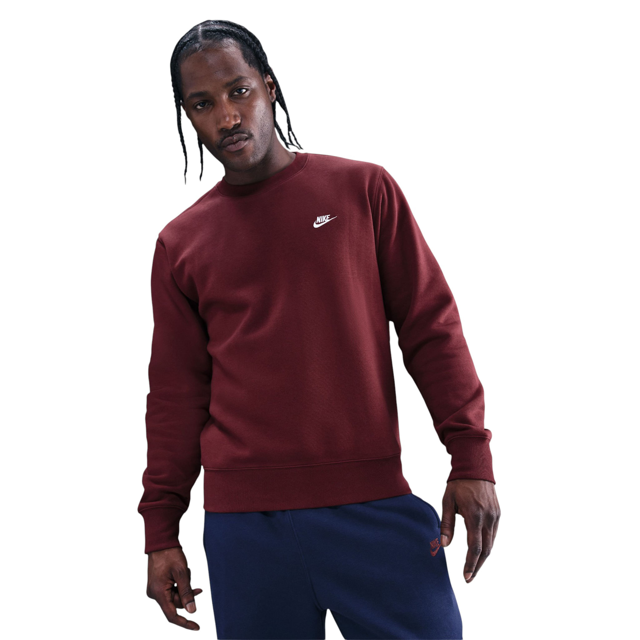 Nike-Club-Fleece-Crew---Men-s--Dark-Team-Red---White