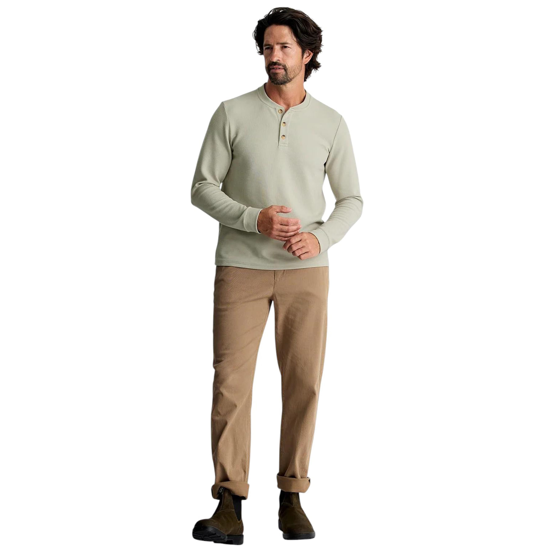 Free Fly Waffle Long-Sleeve Henley - Men's - Sandstone 3XL – image 4 of 5