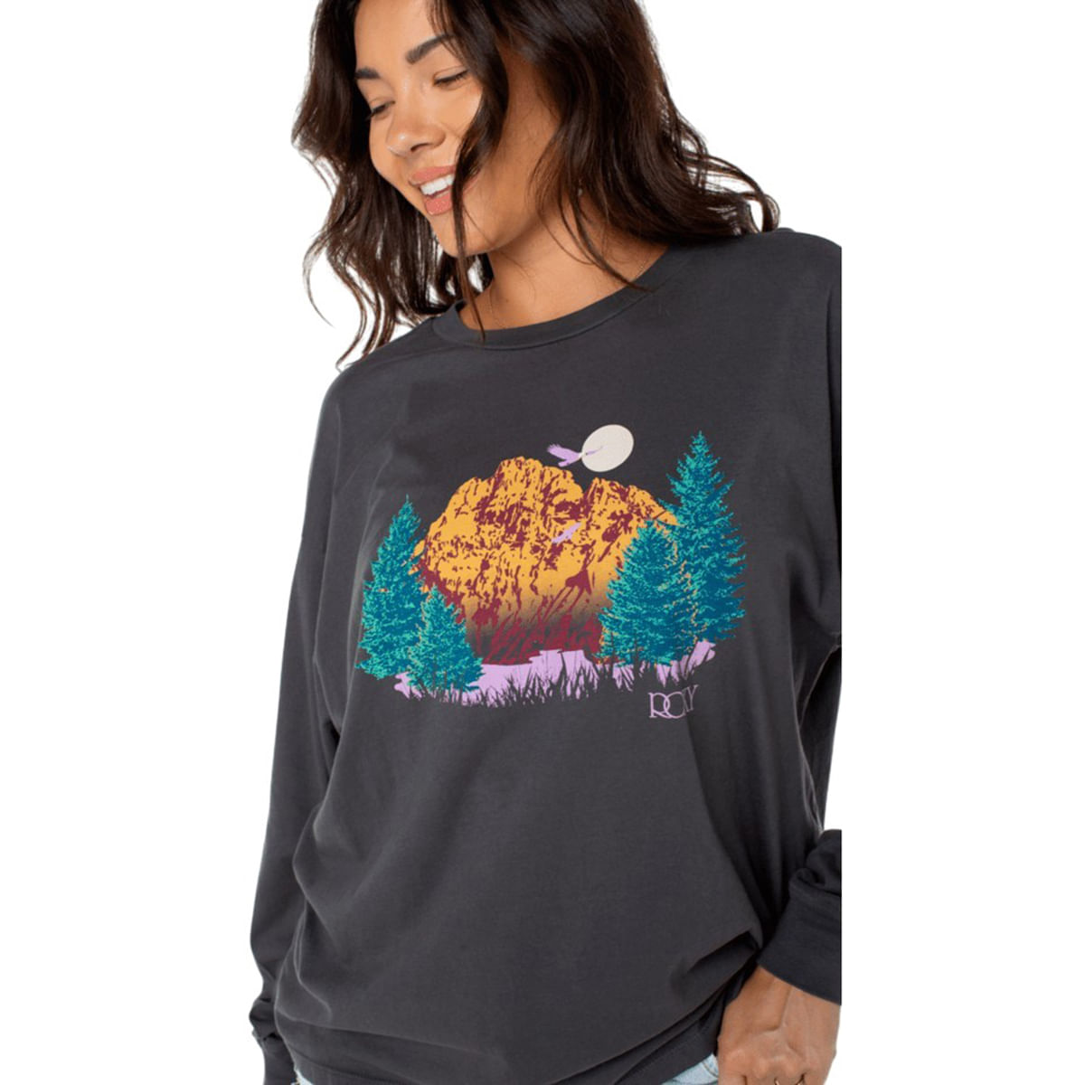 Roxy-Mountains-Majesty-Oversized-Long-Sleeve-T-Shirt---Women-s-Phantom-Mountains-Majesty-OLS