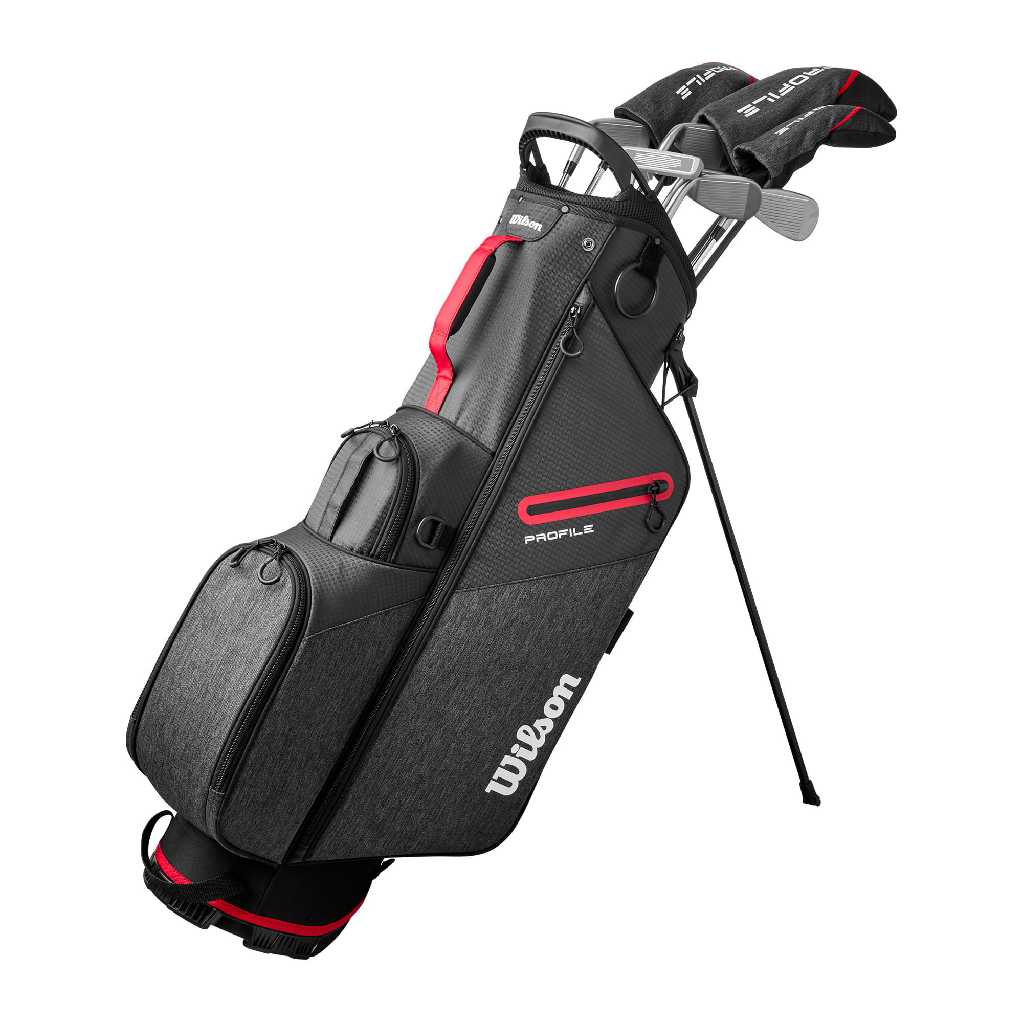 Wilson Profile Complete Golf Club Stand Bag Set - Men's - Black / Red Left Standard