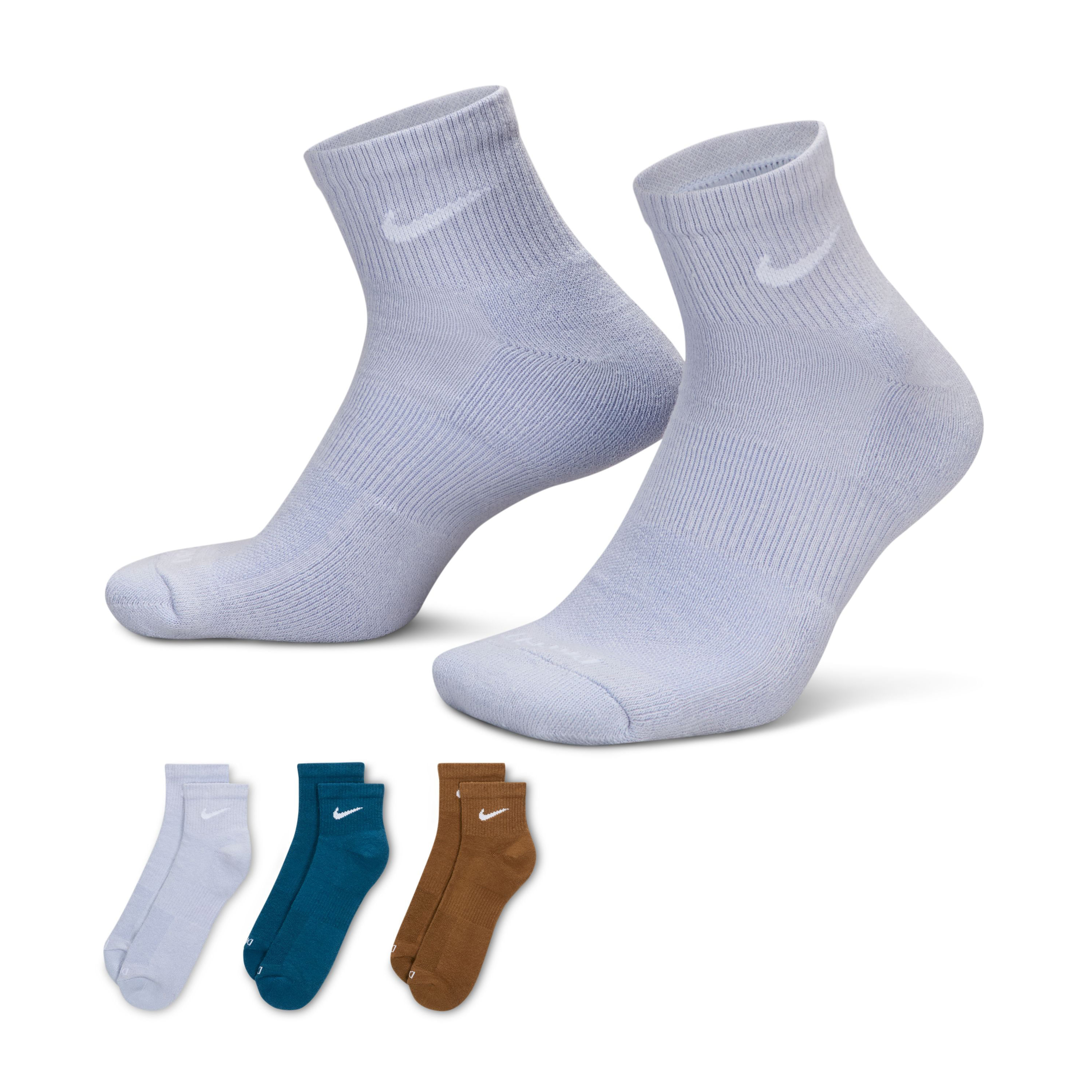 nike three pack quarter socks mens