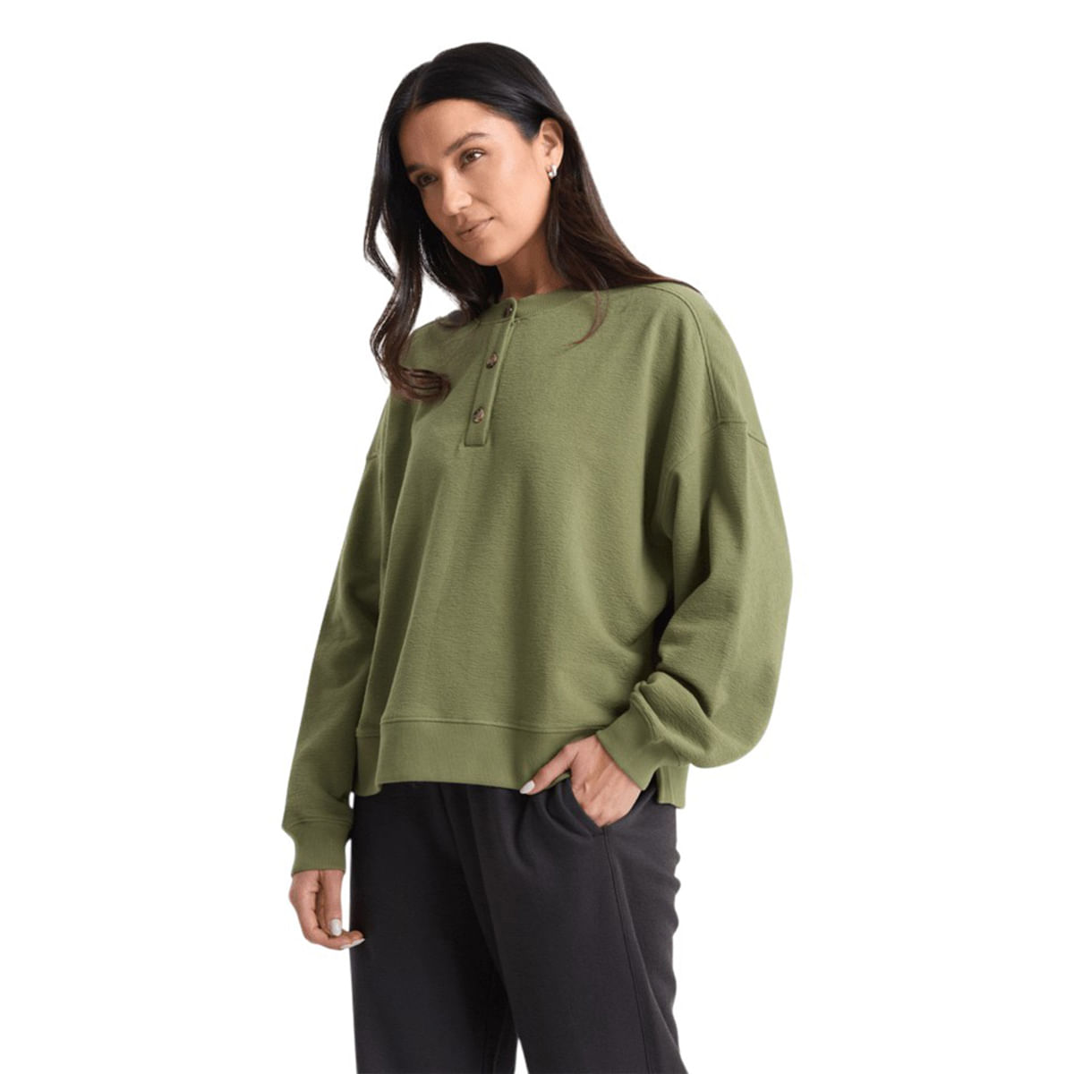 Volcom-Lived-In-Fleece-Henley---Women-s-Moss-Stone