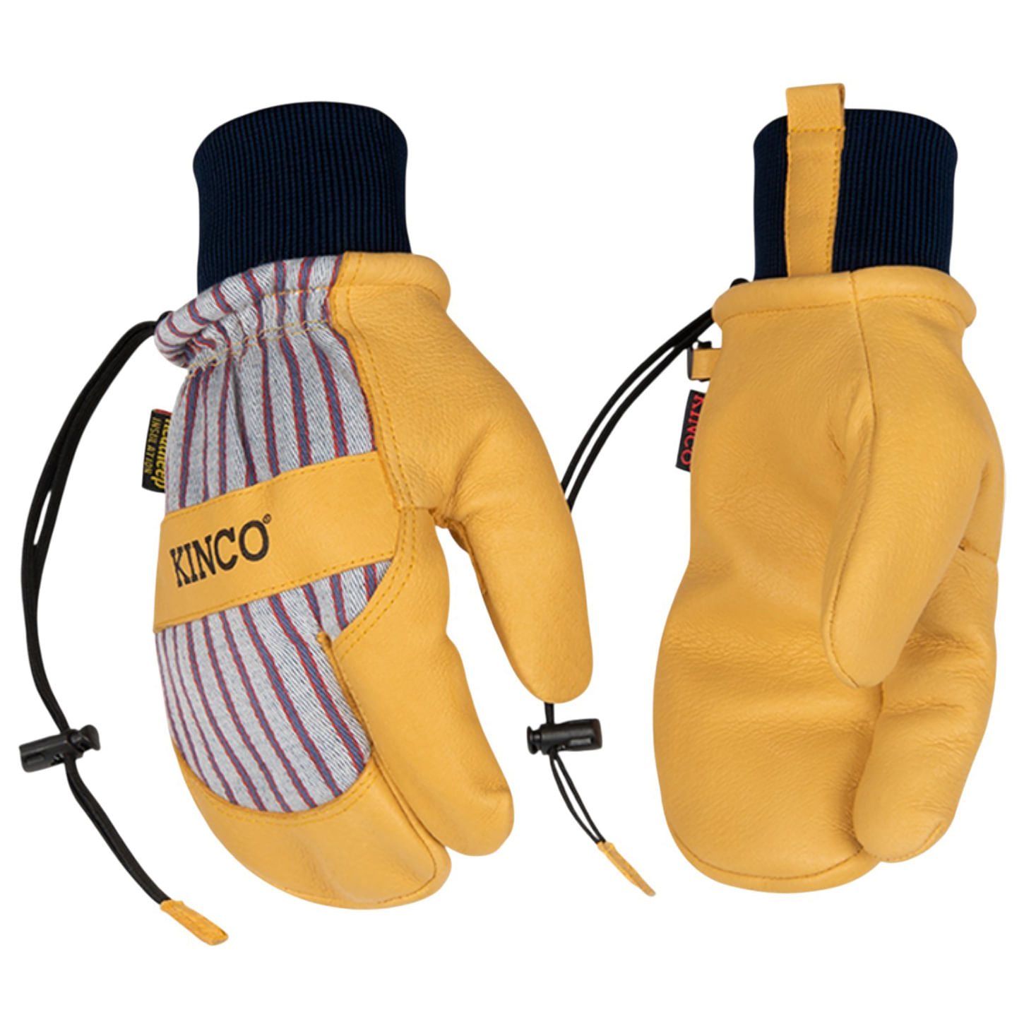 Kinco-1927KWLT-Lined-Premium-Grain-Pigskin-Lobster-Ski-Mitt-with-Omni-Cuff-Striped-Cotton