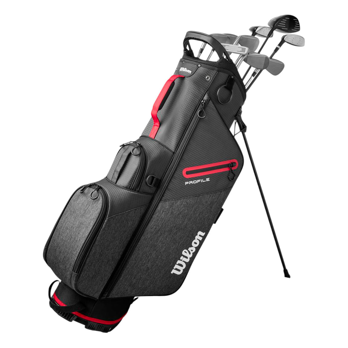 Wilson-Profile-Complete-Golf-Club-Stand-Bag-Set---Teen-Black---Red