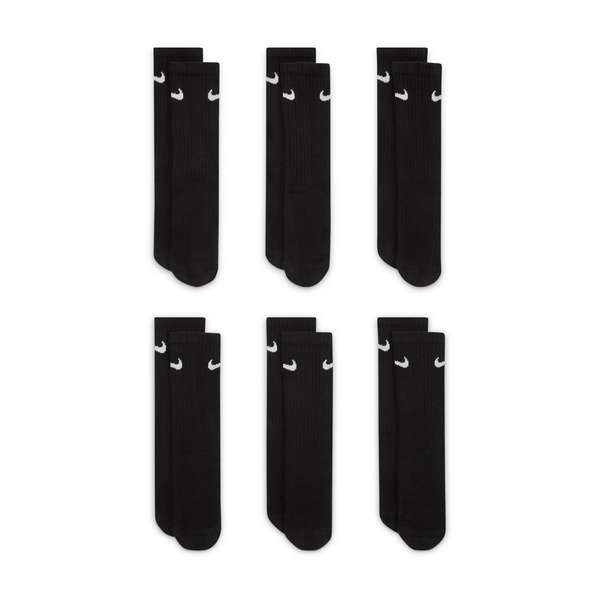 nike 6 pack cushion crew socks black
