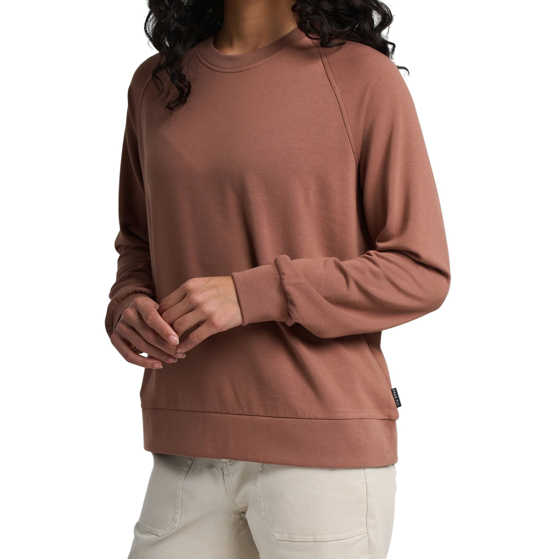 Free-Fly-WoMen-s-Bamboo-Lightweight-Fleece-Crew-Nutmeg