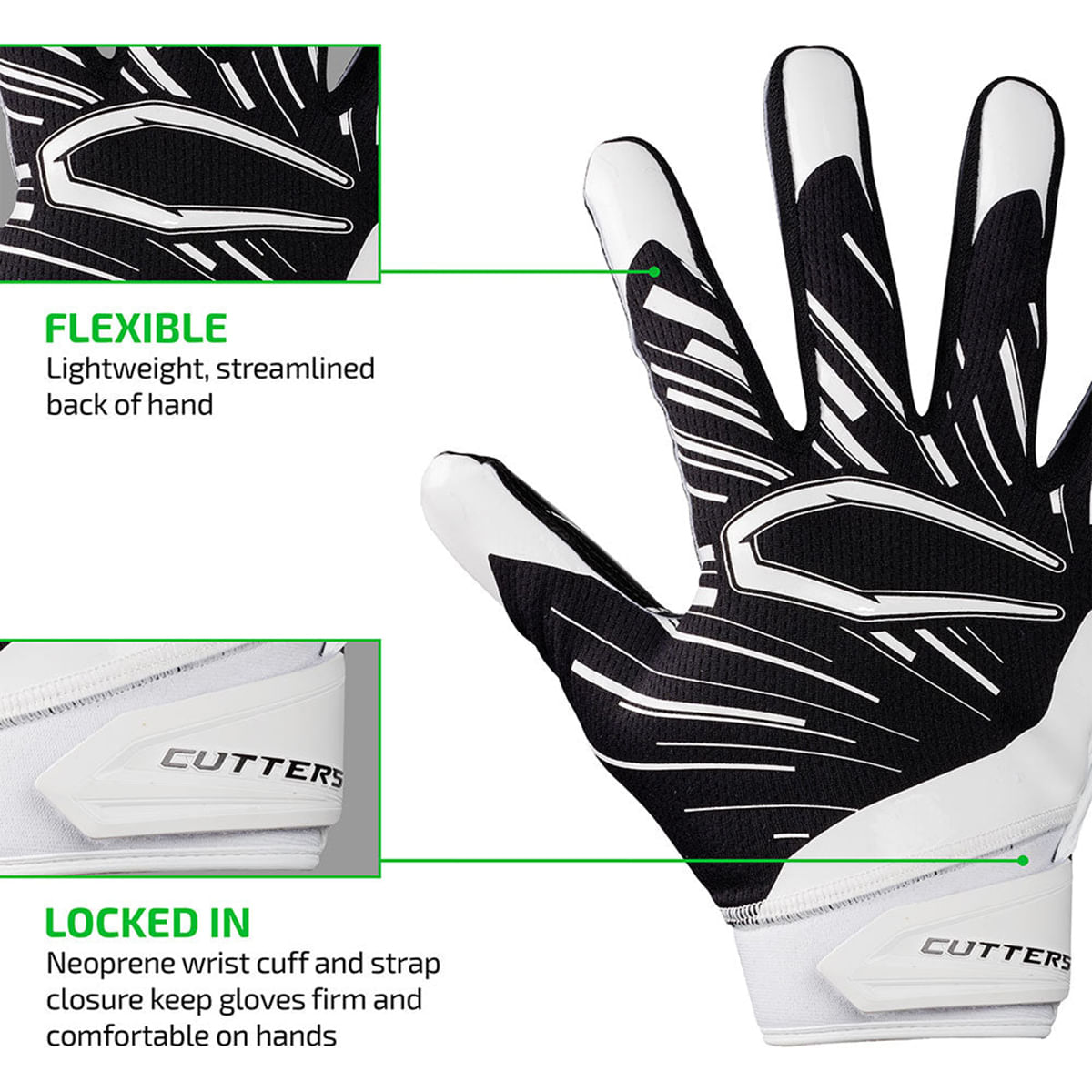 Cutters-Gloves-Game-Day-Pro-Receiver-Football-Glove-Black