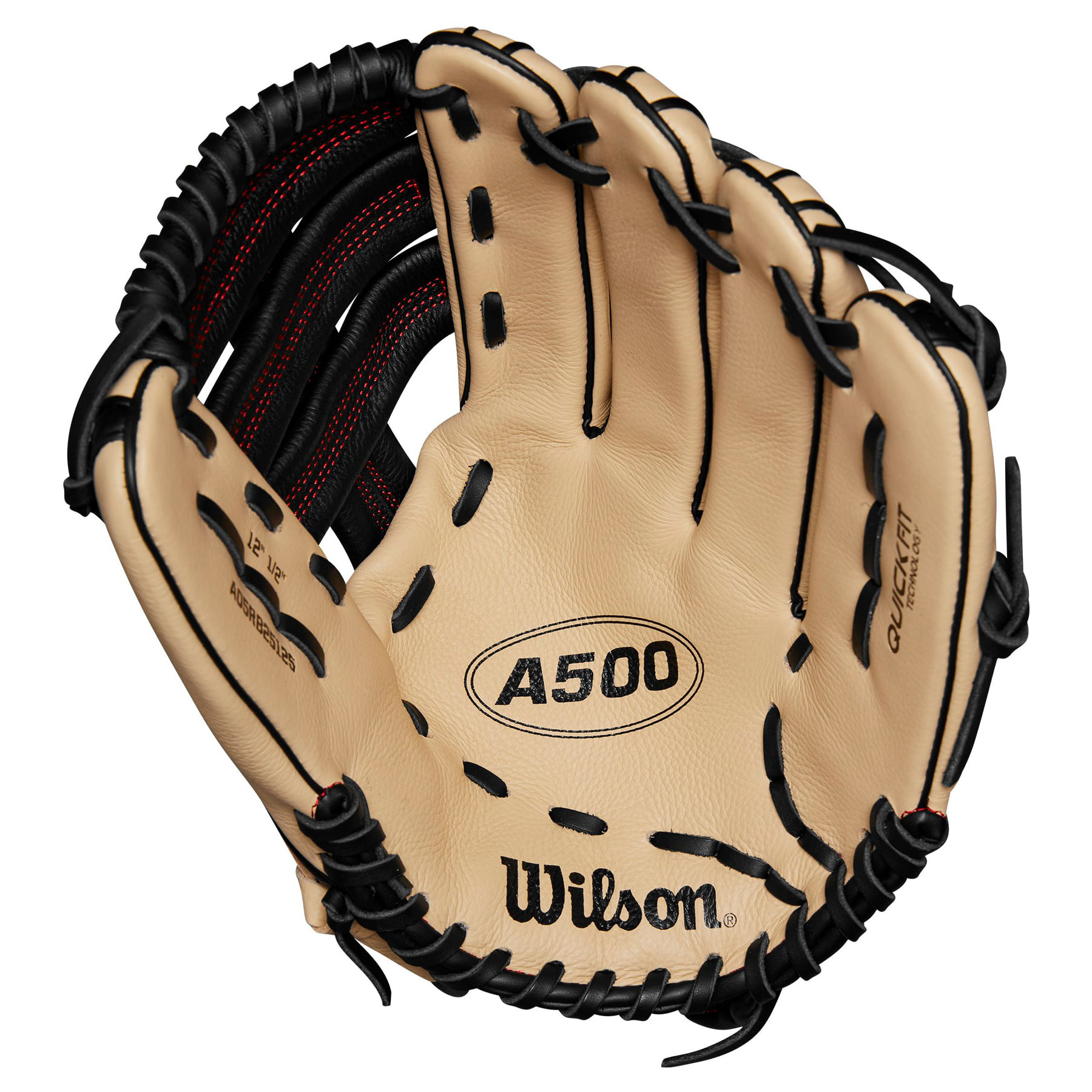 Wilson-A500-Single-Post-Web-Baseball-Glove-Blonde---Red---Black