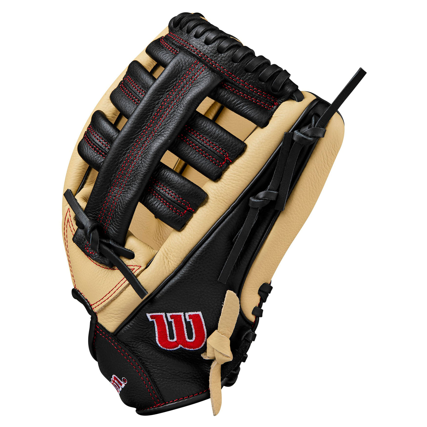 Wilson-A500-Single-Post-Web-Baseball-Glove-Blonde---Red---Black