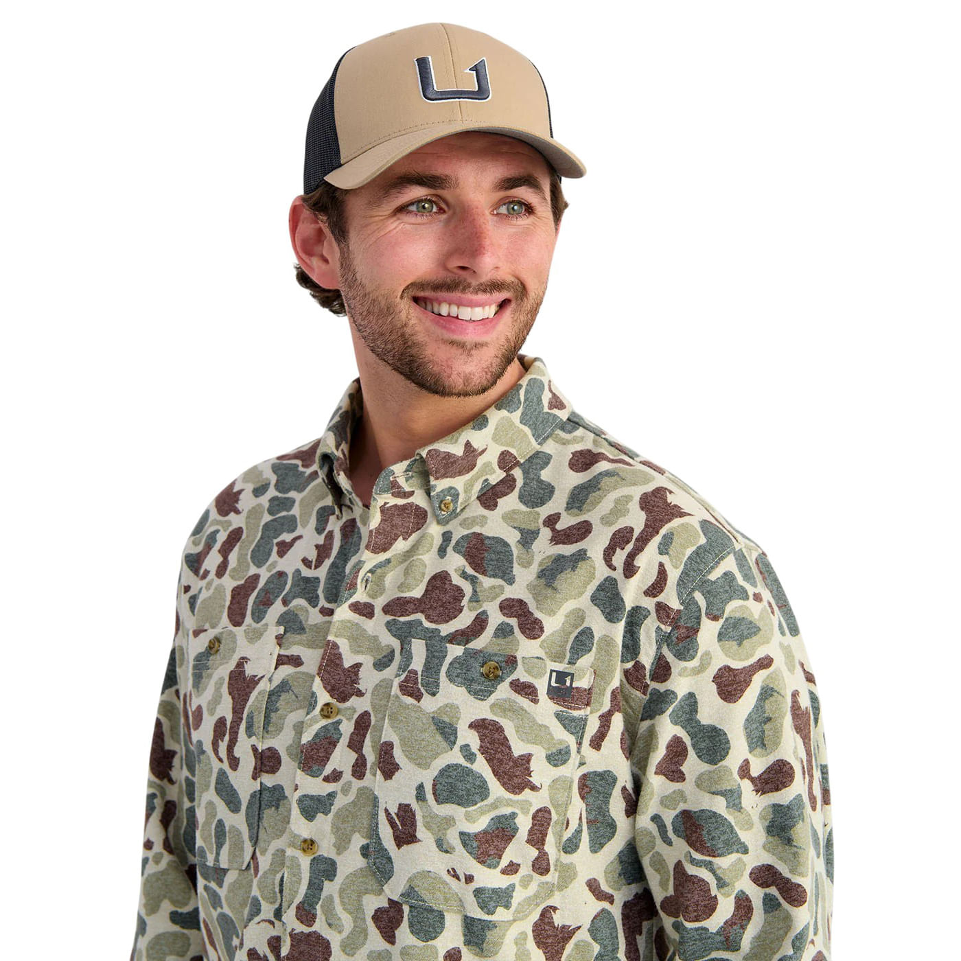 Huk-Chesapeake-KC-Printed-Flannel-Fishing-Shirt---Men-s-Army