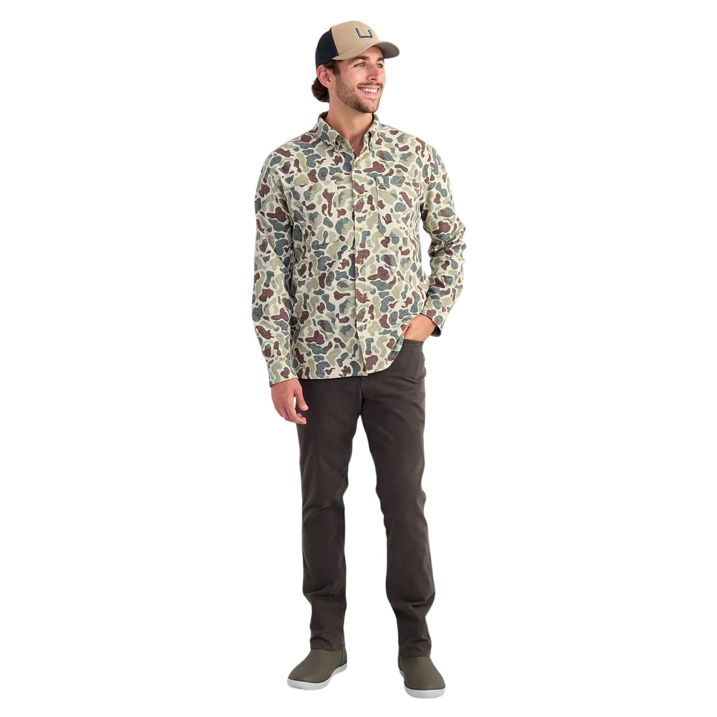 Huk-Chesapeake-KC-Printed-Flannel-Fishing-Shirt---Men-s-Army