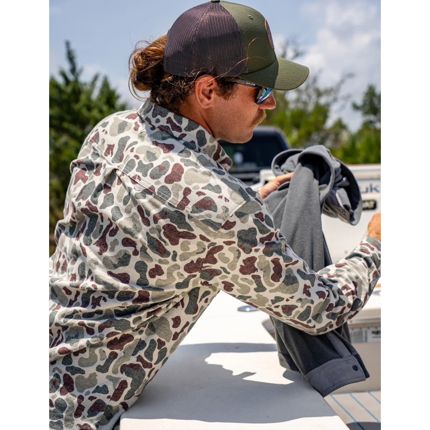Huk-Chesapeake-KC-Printed-Flannel-Fishing-Shirt---Men-s-Army