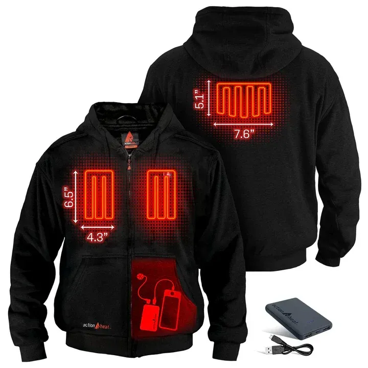 ActionHeat 5V Battery Heated Hoodie Sweatshirt - Black S