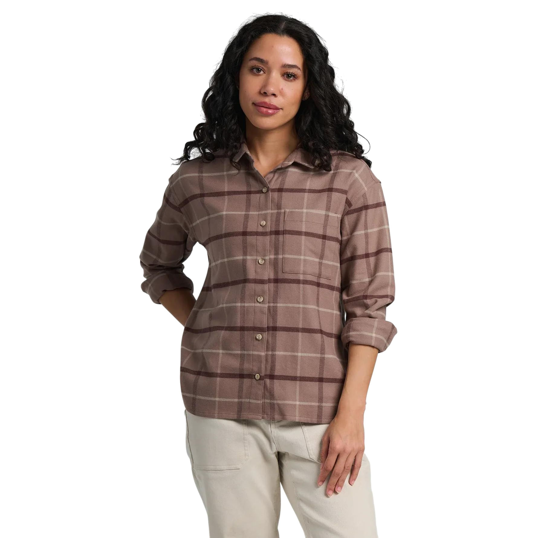 Free-Fly-Seawool-Flannel-Shirt---Women-s-Fossil-Plaid