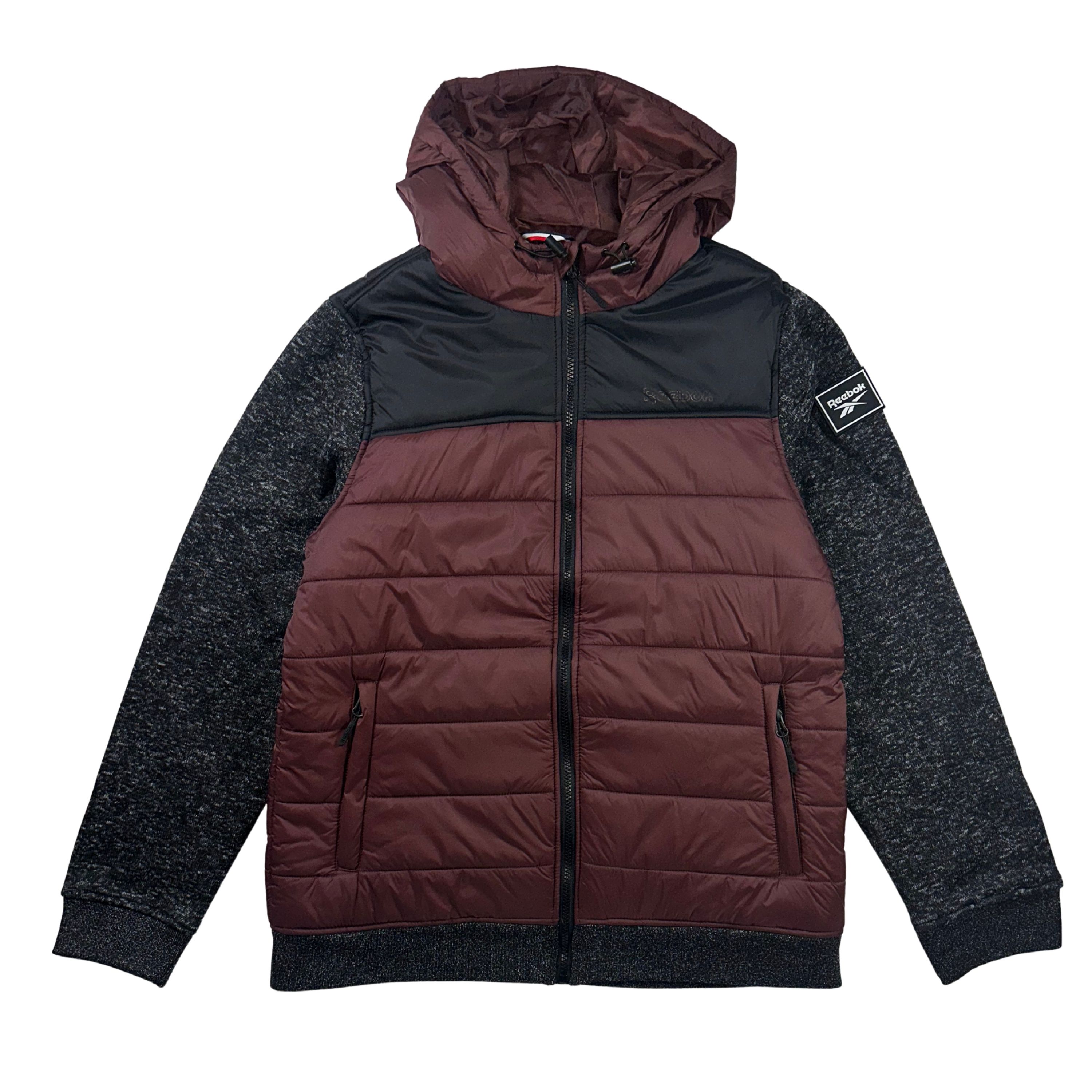 Reebok-Puffer-Vest-Hooded-Jacket---Men-s-Maroon