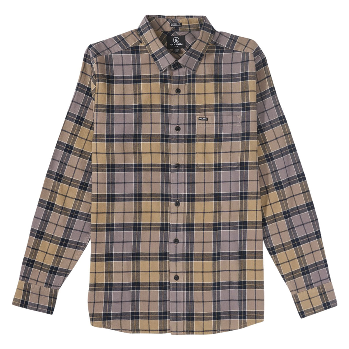 Volcom-Caden-Plaid-Long-Sleeve-Shirt---Men-s-Khaki