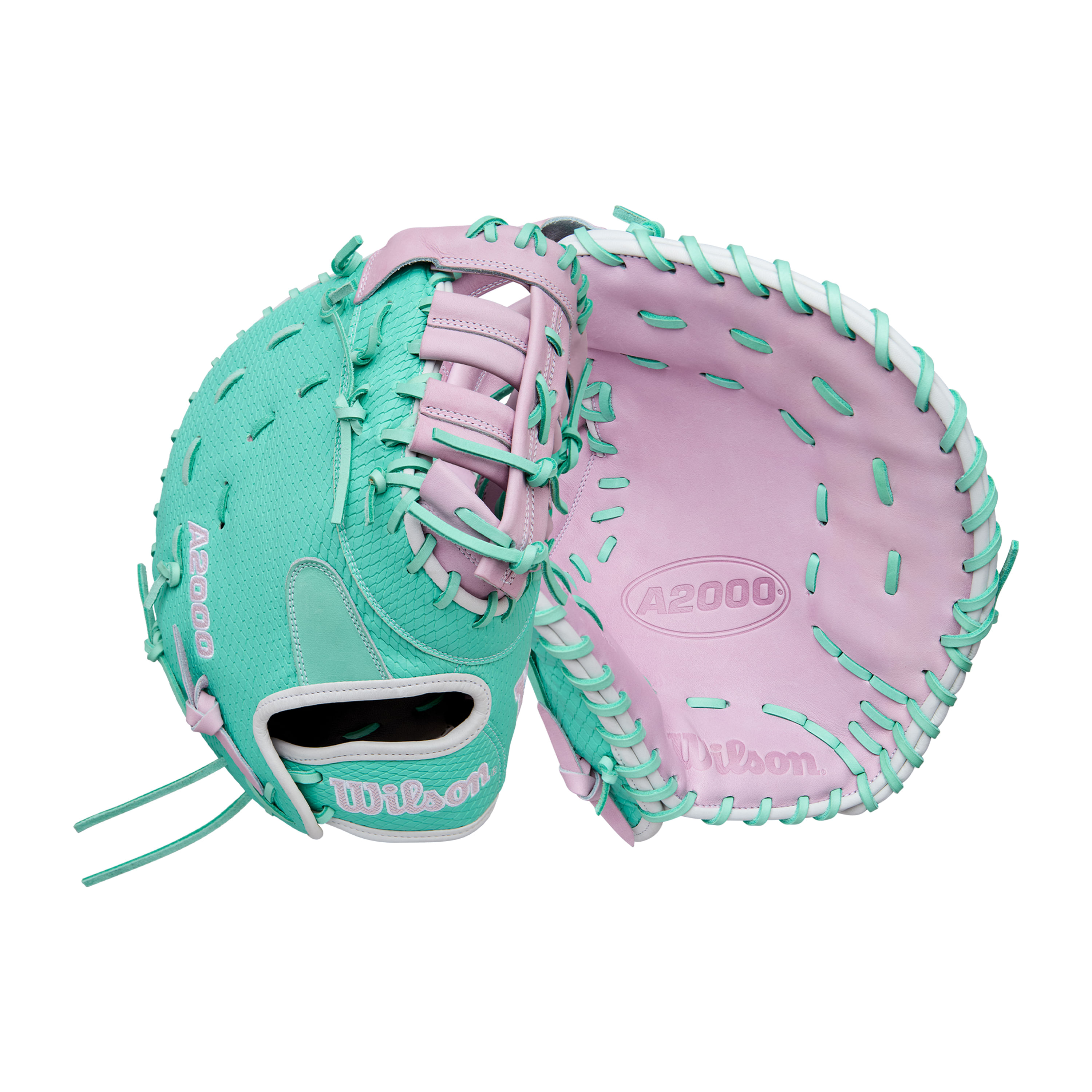Wilson-A2000-1BSS-Fastpitch-Softball-Mitt---2025-Lavender---Seafoam---White
