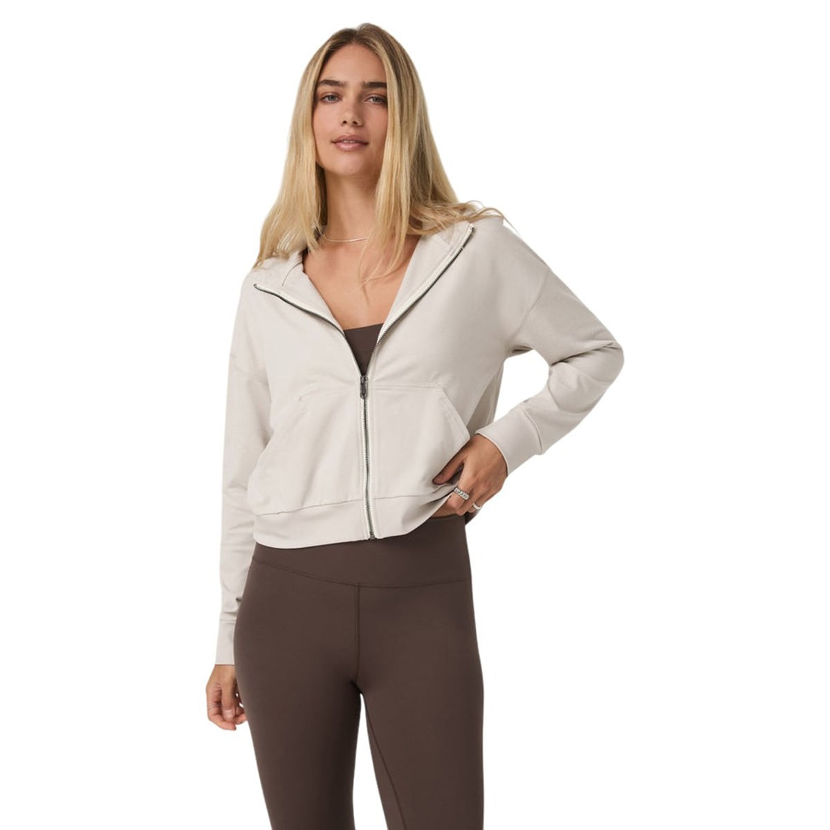 Vuori-Halo-Modern-Full-Zip-Hoodie---Women-s-Ecru-Heather