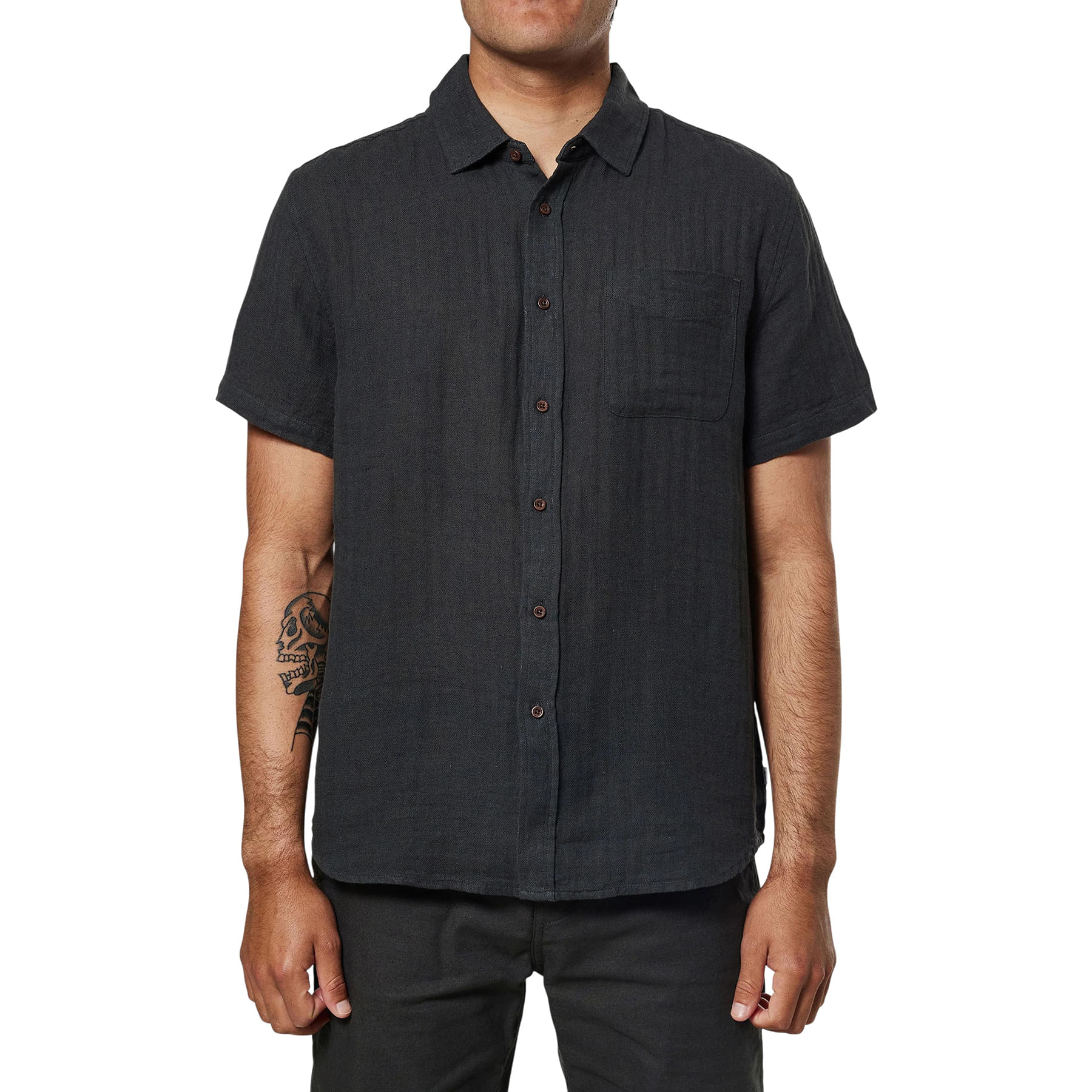 Katin-Alan-Solid-Short-Sleeve-Button-Up-Shirt---Men-s-Black-Wash