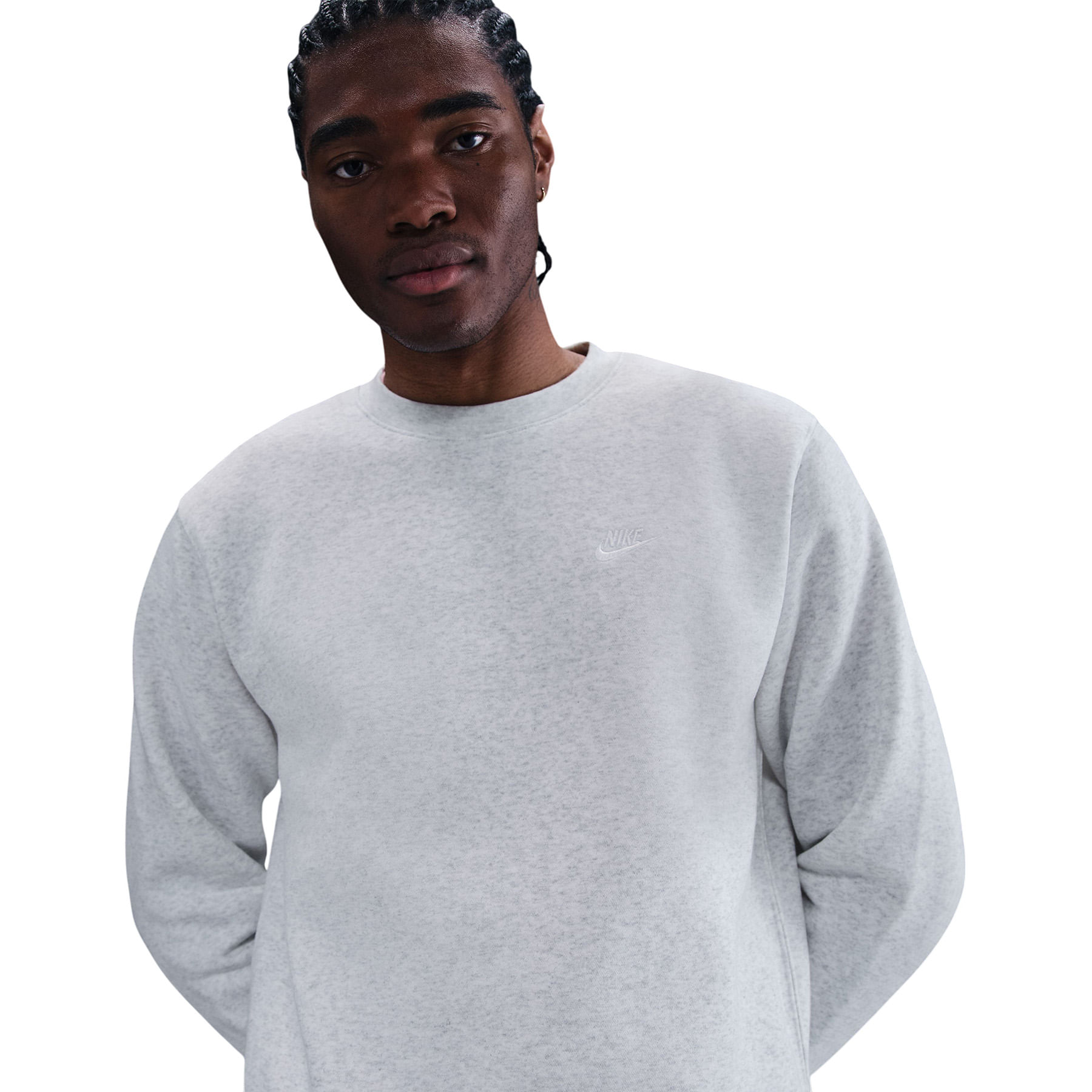 Nike-Club-Fleece-Crew---Men-s--Birch-Heather---White