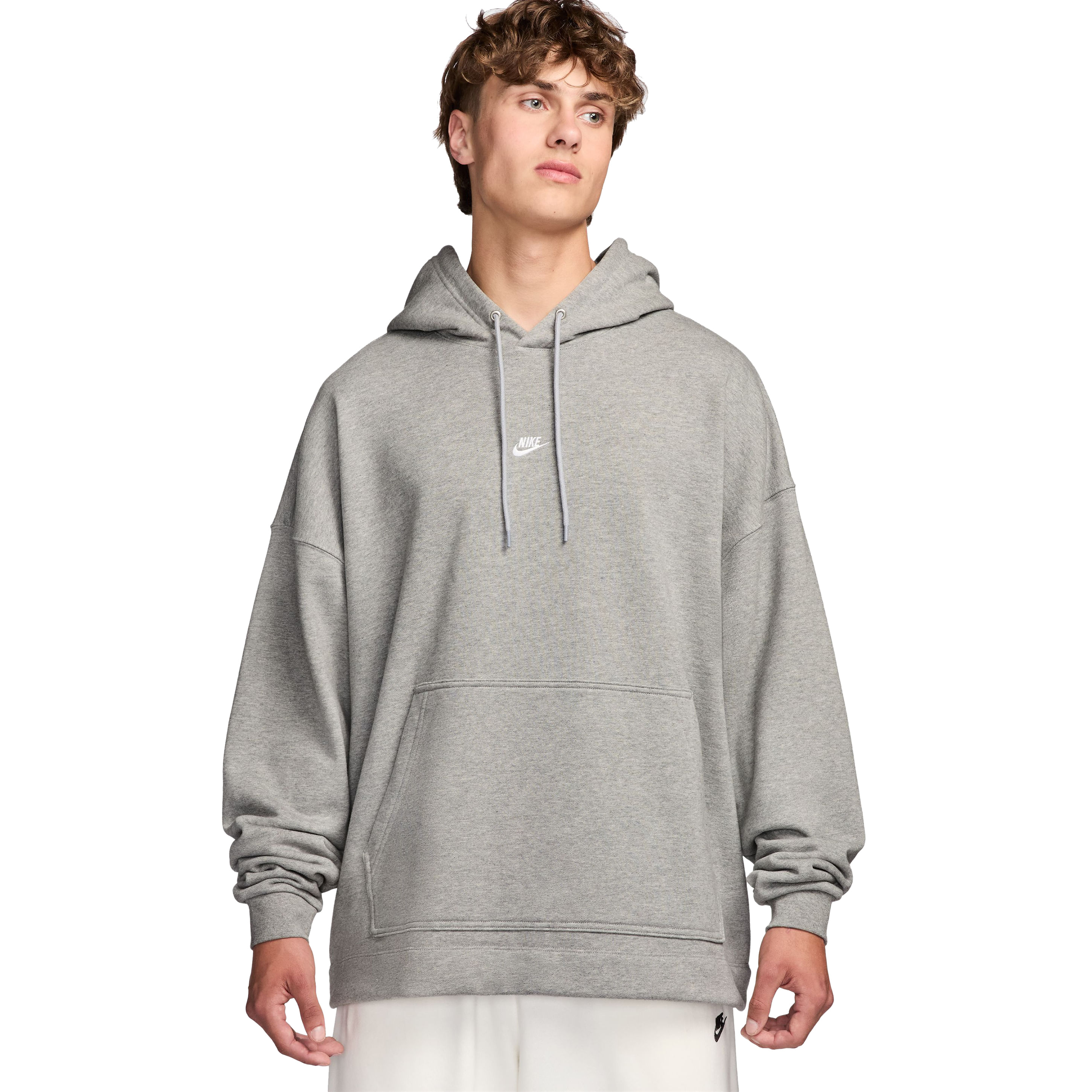 Nike-Sportswear-French-Terry-Oversized-Pullover-Hoodie---Men-s-Dk-Grey-Heather---Light-Smoke-Grey---White