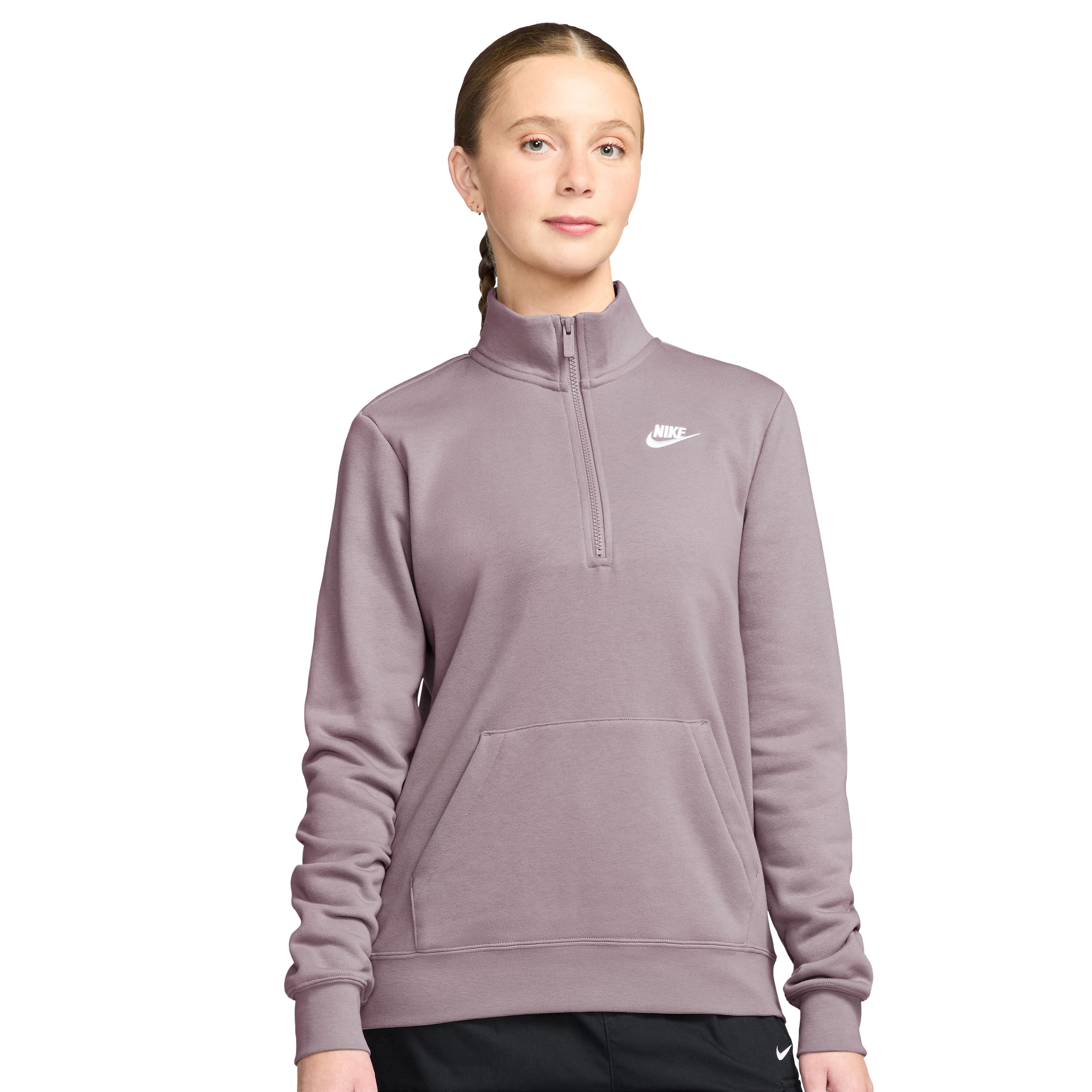 Nike-Sportswear-Club-Fleece-Half-Zip-Sweatshirt---Women-s-Light-Violet-Ore---White
