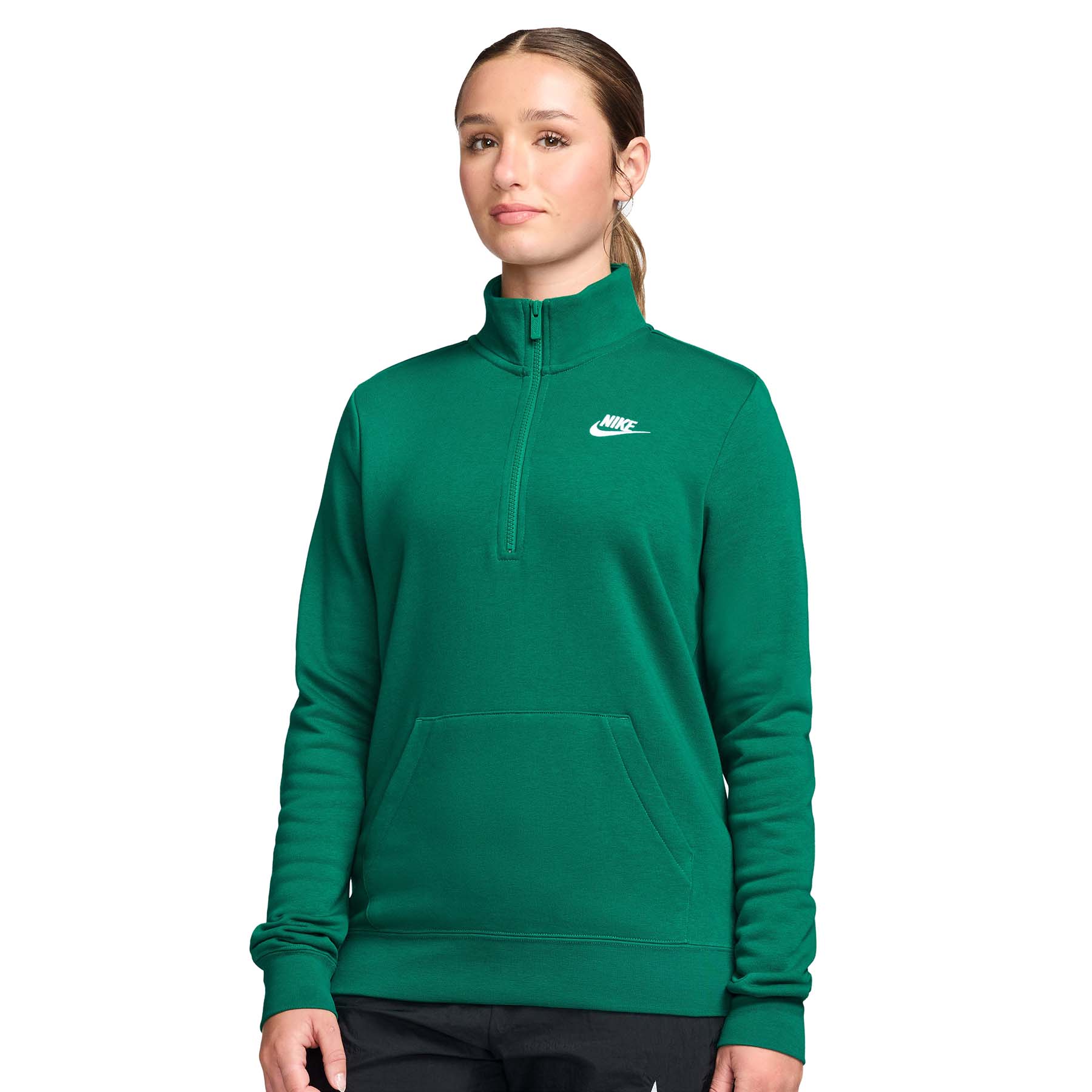 Nike-Sportswear-Club-Fleece-Half-Zip-Sweatshirt---Women-s-Malachite---White