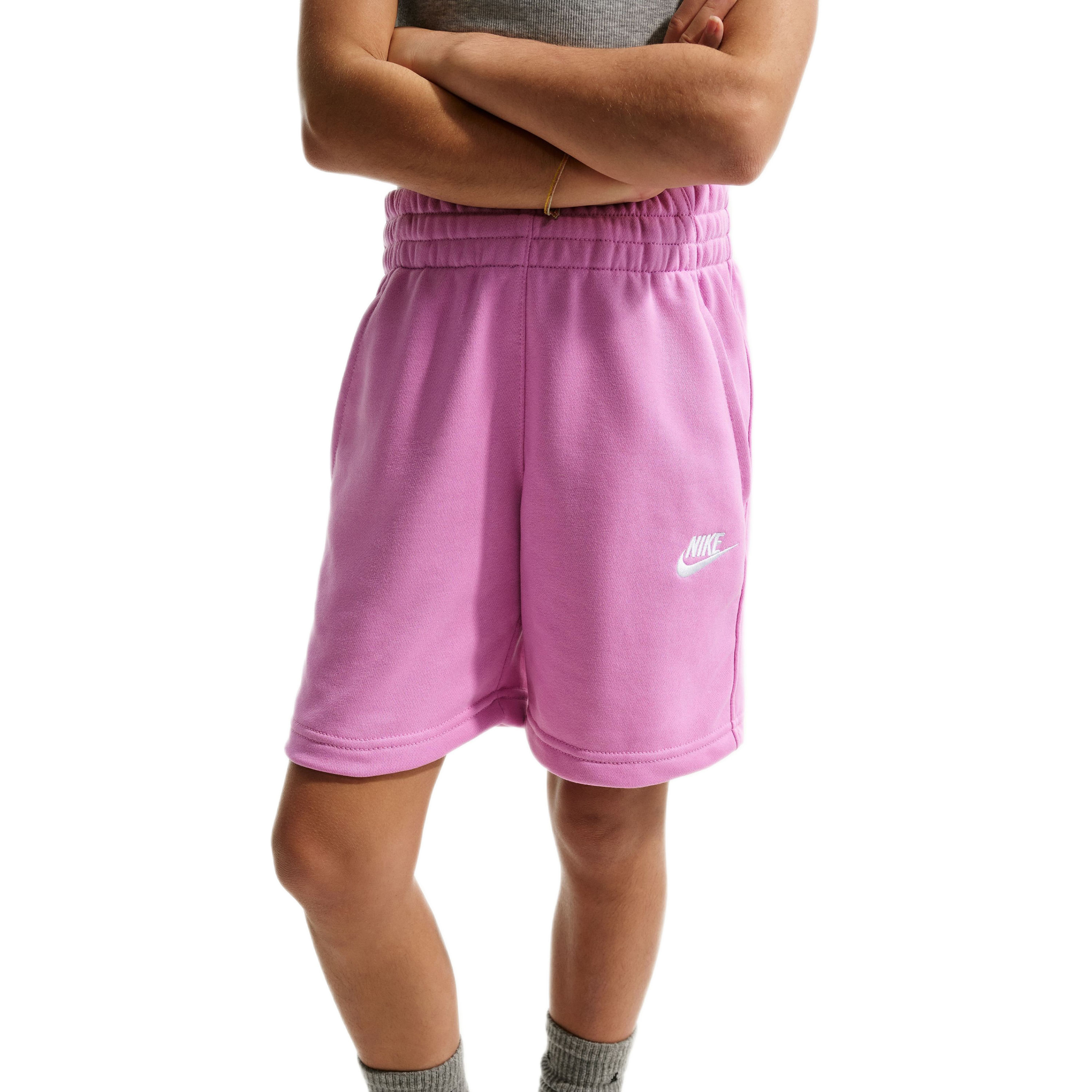 Nike-Sportswear-Club-Fleece-French-Terry-Short---Youth-Light-Magenta---White