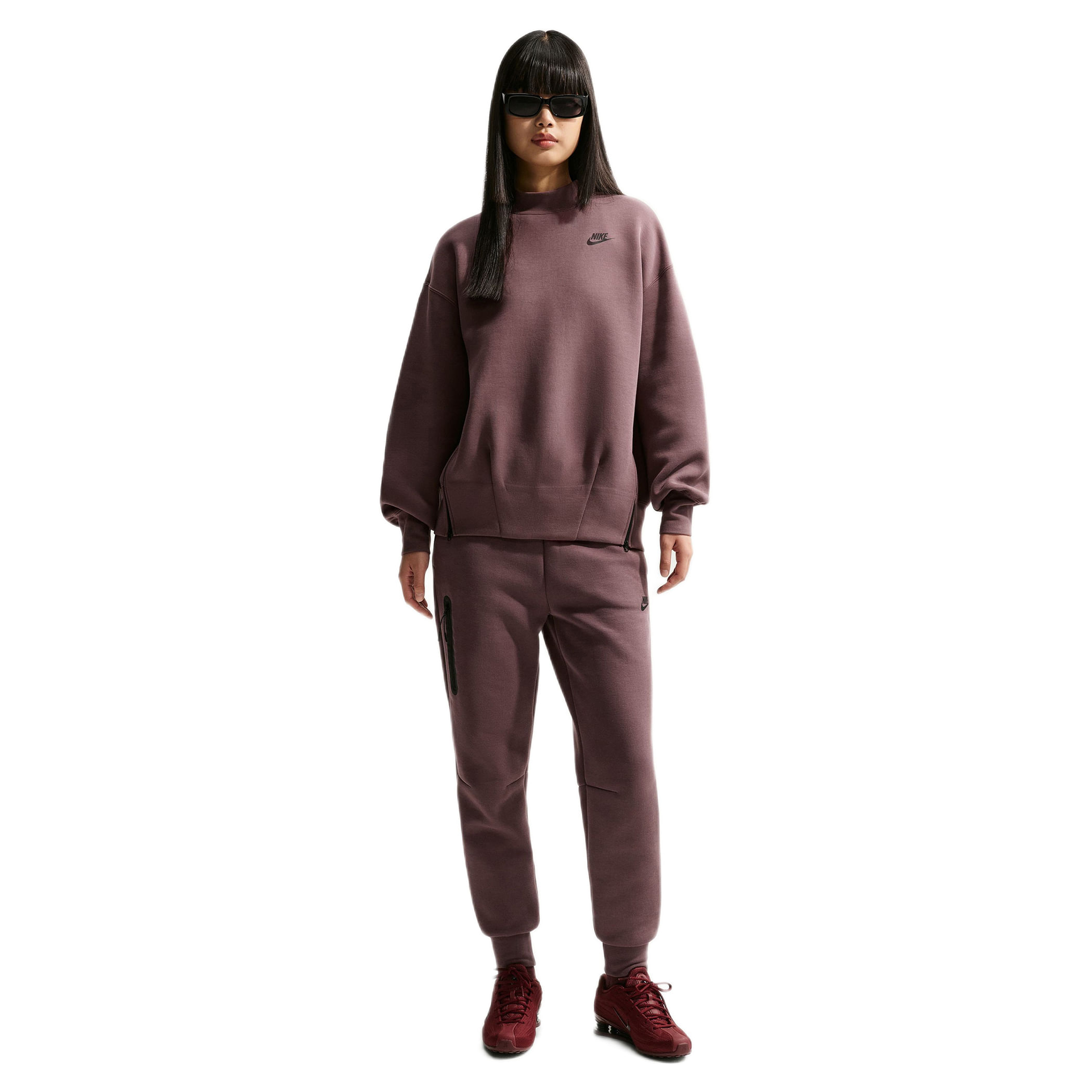 Nike Sportswear Tech Fleece Oversized Crew-neck Sweatshirt - Women's - Tattoo / Black S