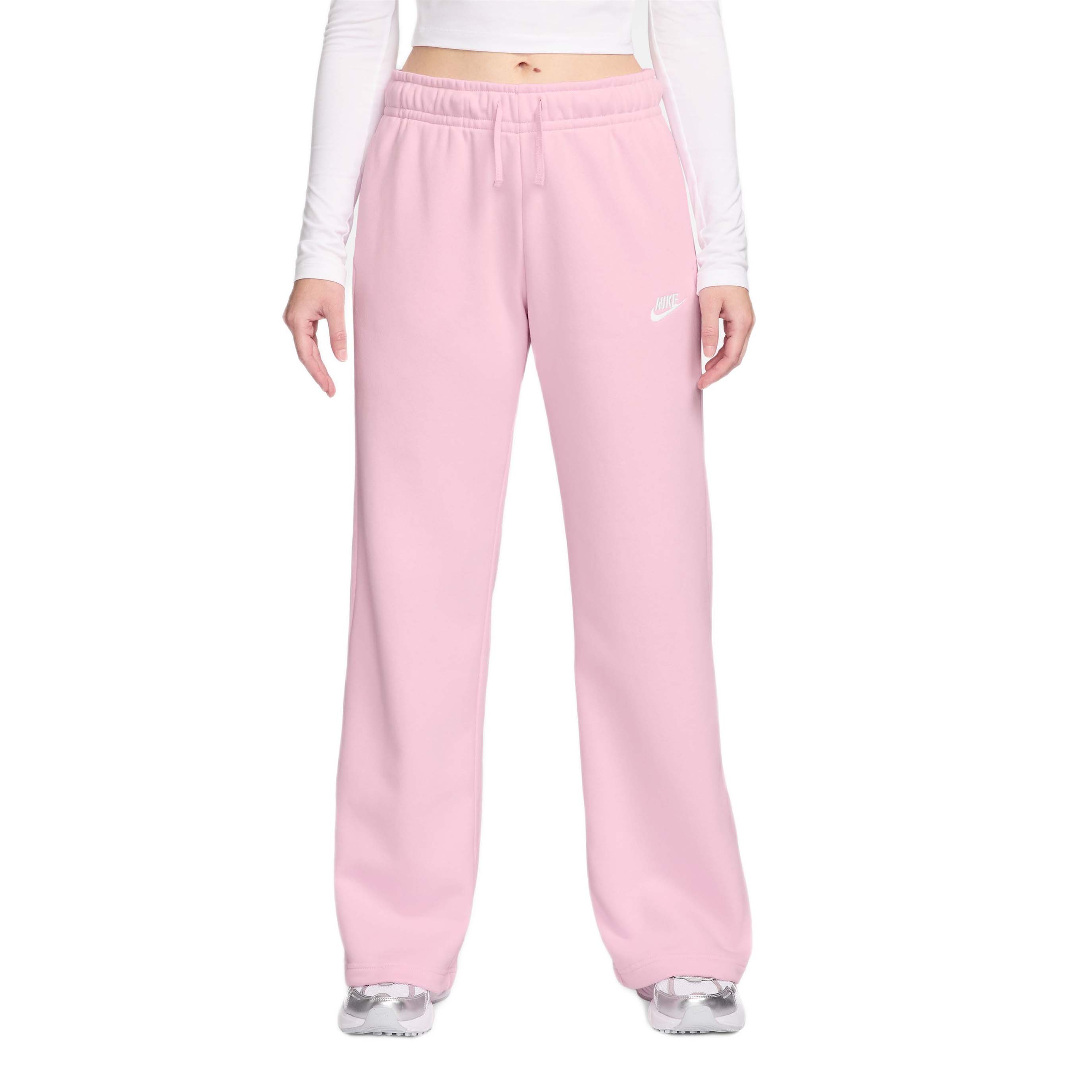 Nike-Sportswear-Club-Fleece-Mid-Rise-Wide-Pant---Women-s-Pink-Foam---White