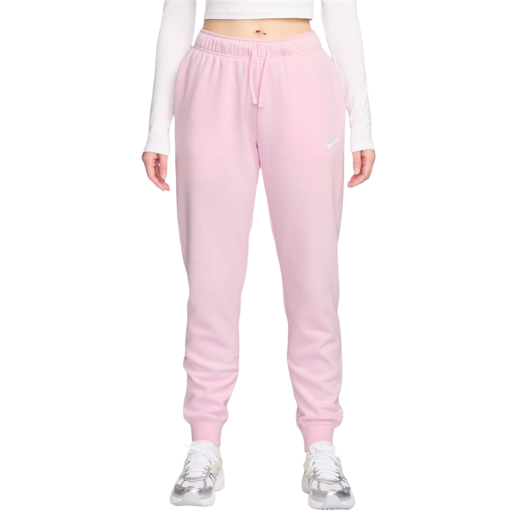 Nike-Sportswear-Club-Fleece-Mid-Rise-Jogger---Women-s-Pink-Foam---White
