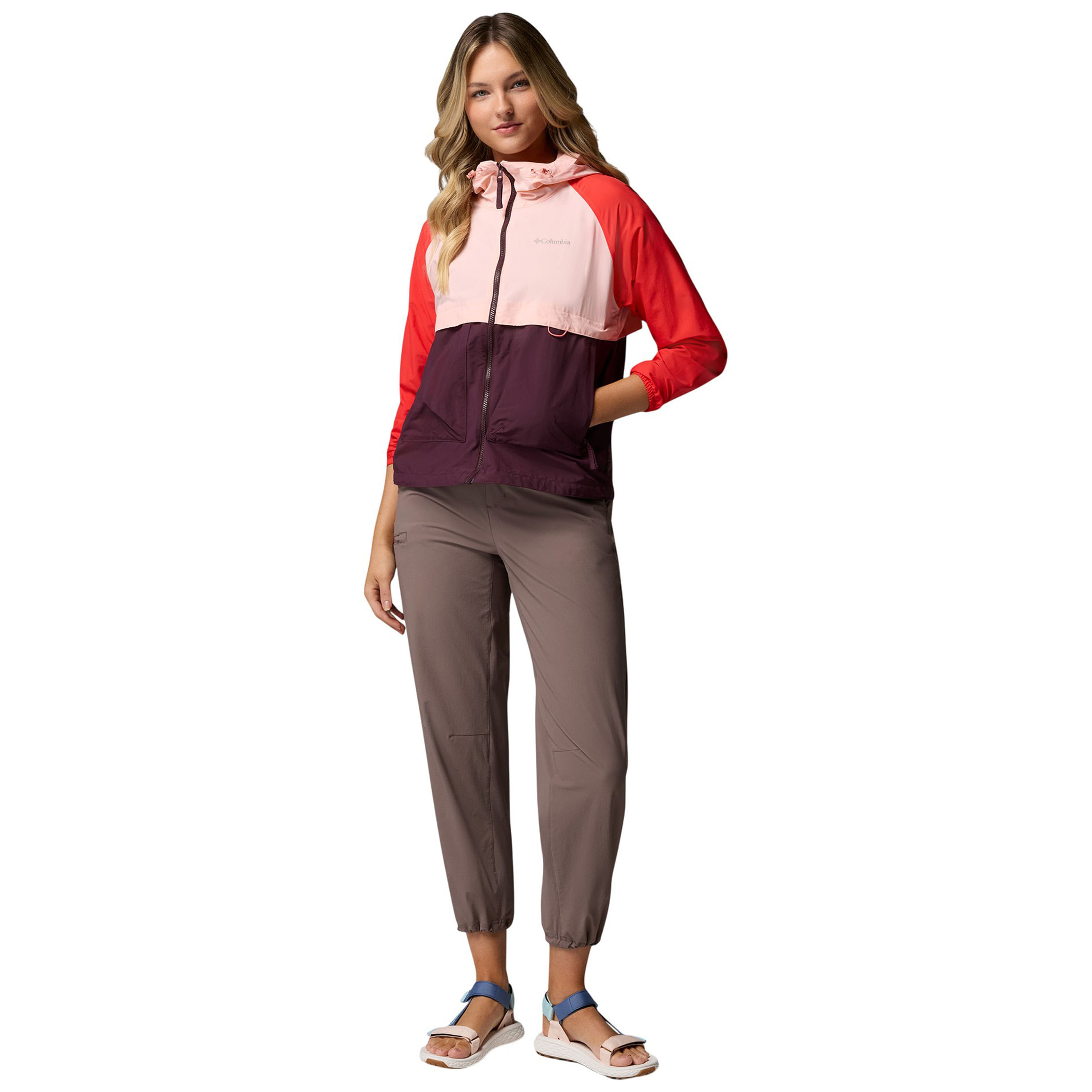 Columbia-Spire-Valley-Windbreaker---Women-s-Moonvista---Pink-Sand---Poppy-Red
