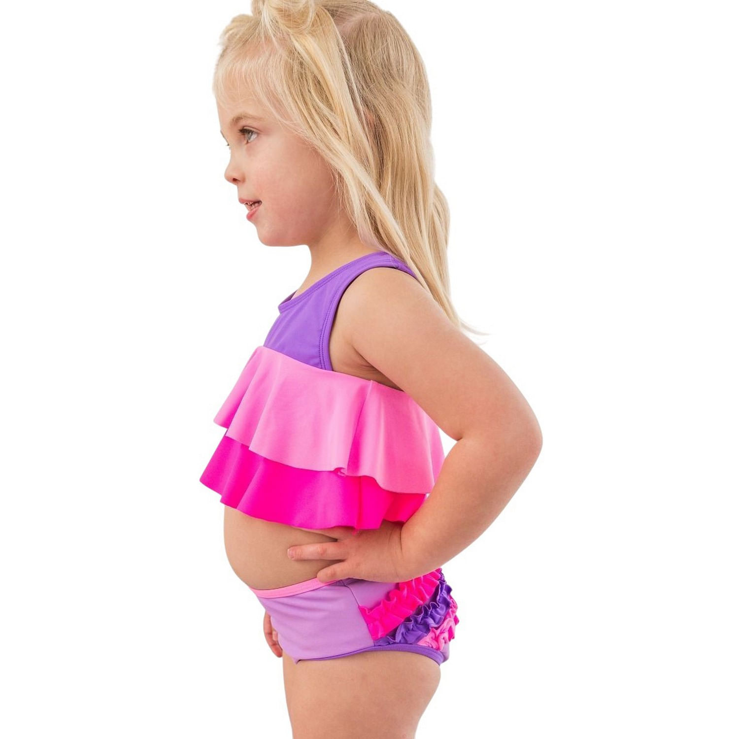 RuffleButts---RuggedButts-Flounce-Bikini---Girls--Neon-Purple-Color-Block