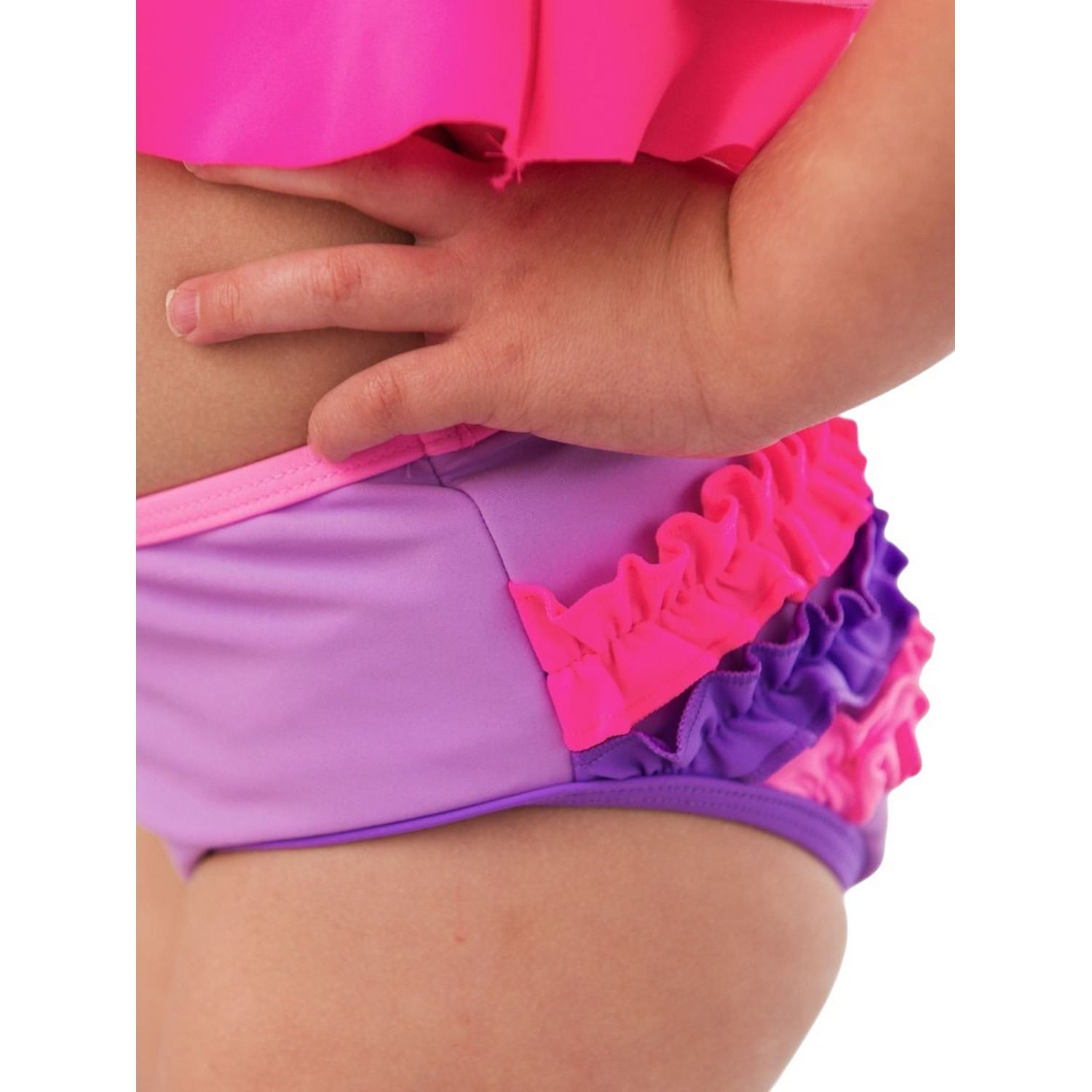 RuffleButts---RuggedButts-Flounce-Bikini---Girls--Neon-Purple-Color-Block