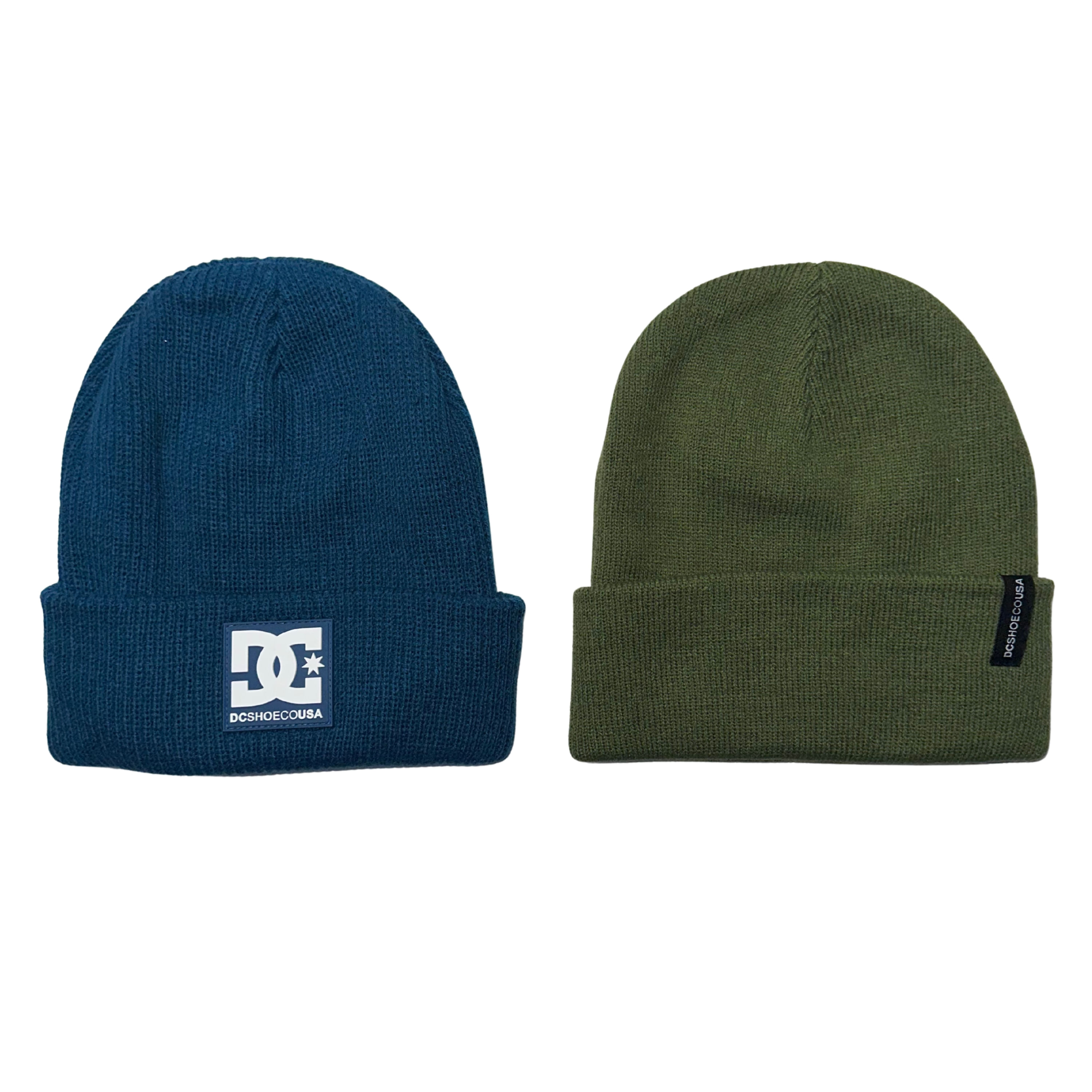 DC-Shoes-Cuffed-Fleece-Beanie---Men-s--2-Pack--Teal---Olive