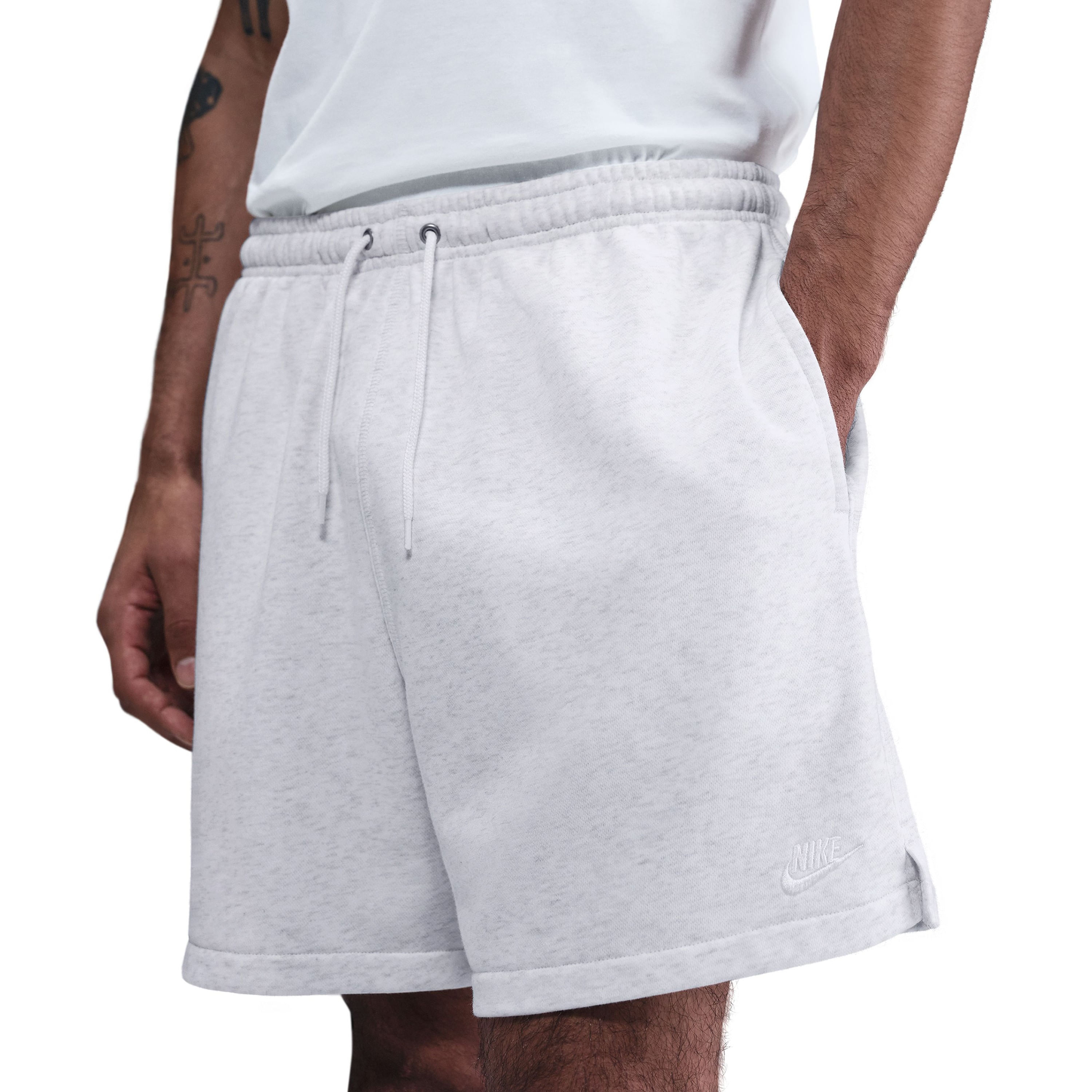 Nike-French-Terry-Flow-Shorts---Men-s--Birch-Heather---White---White