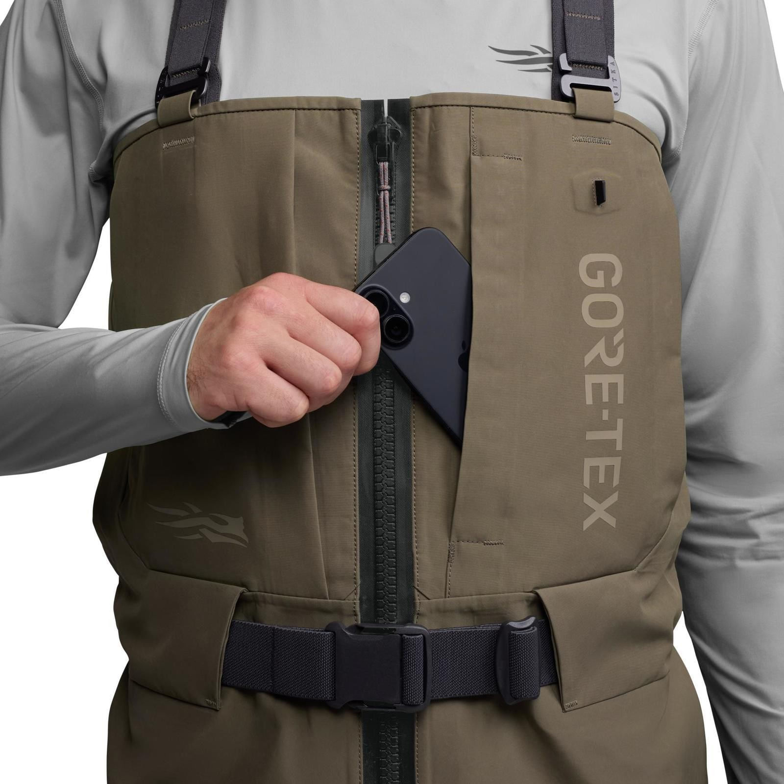 SITKA-Crosscurrent-Zip-GTX-Stockingfoot-Wader-Bark-Brown