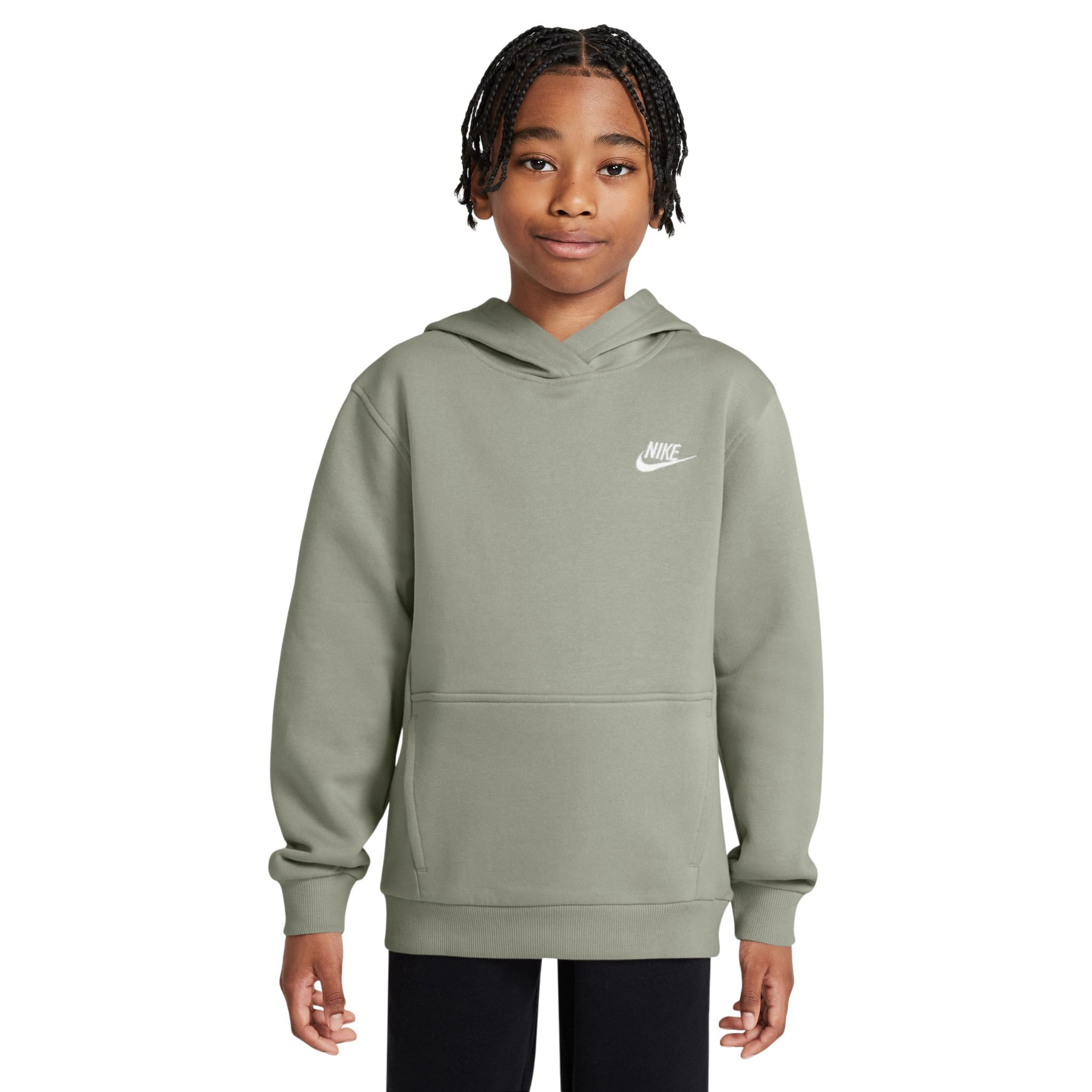 Nike-Sportswear-Club-Fleece-LBR-Hoodie---Kids--Spruce-Fog---White